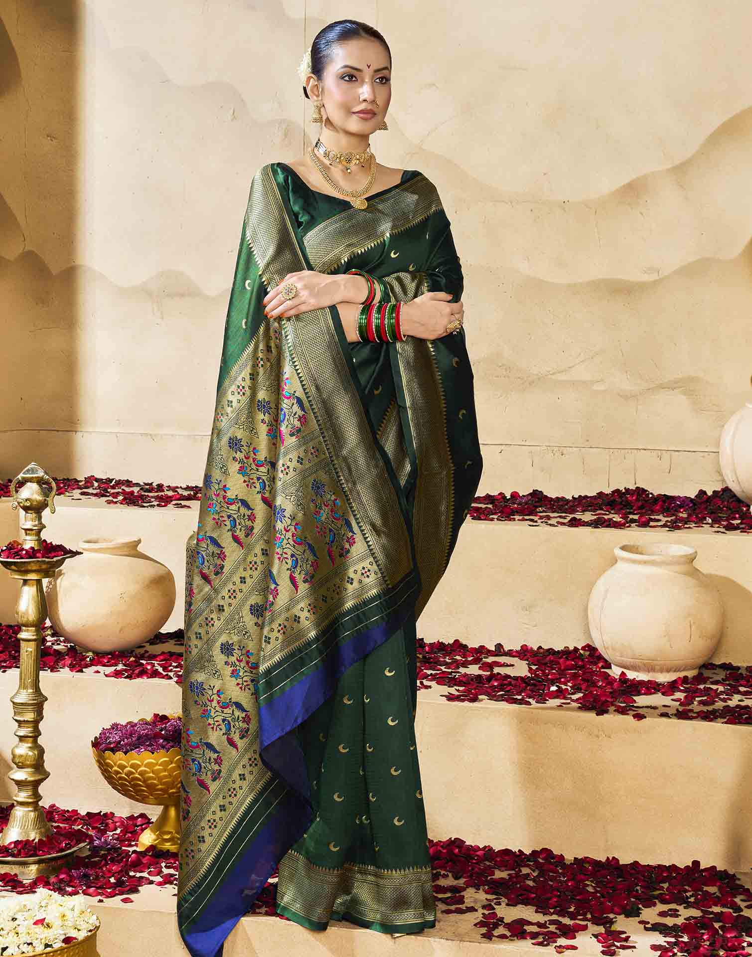 Green Silk Woven Paithani Saree