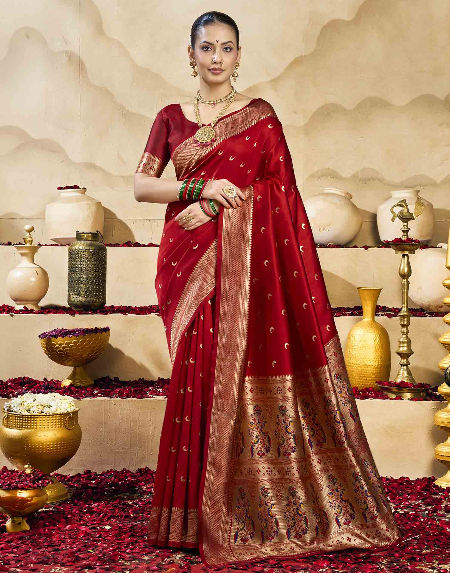 Red Silk Woven Paithani Saree