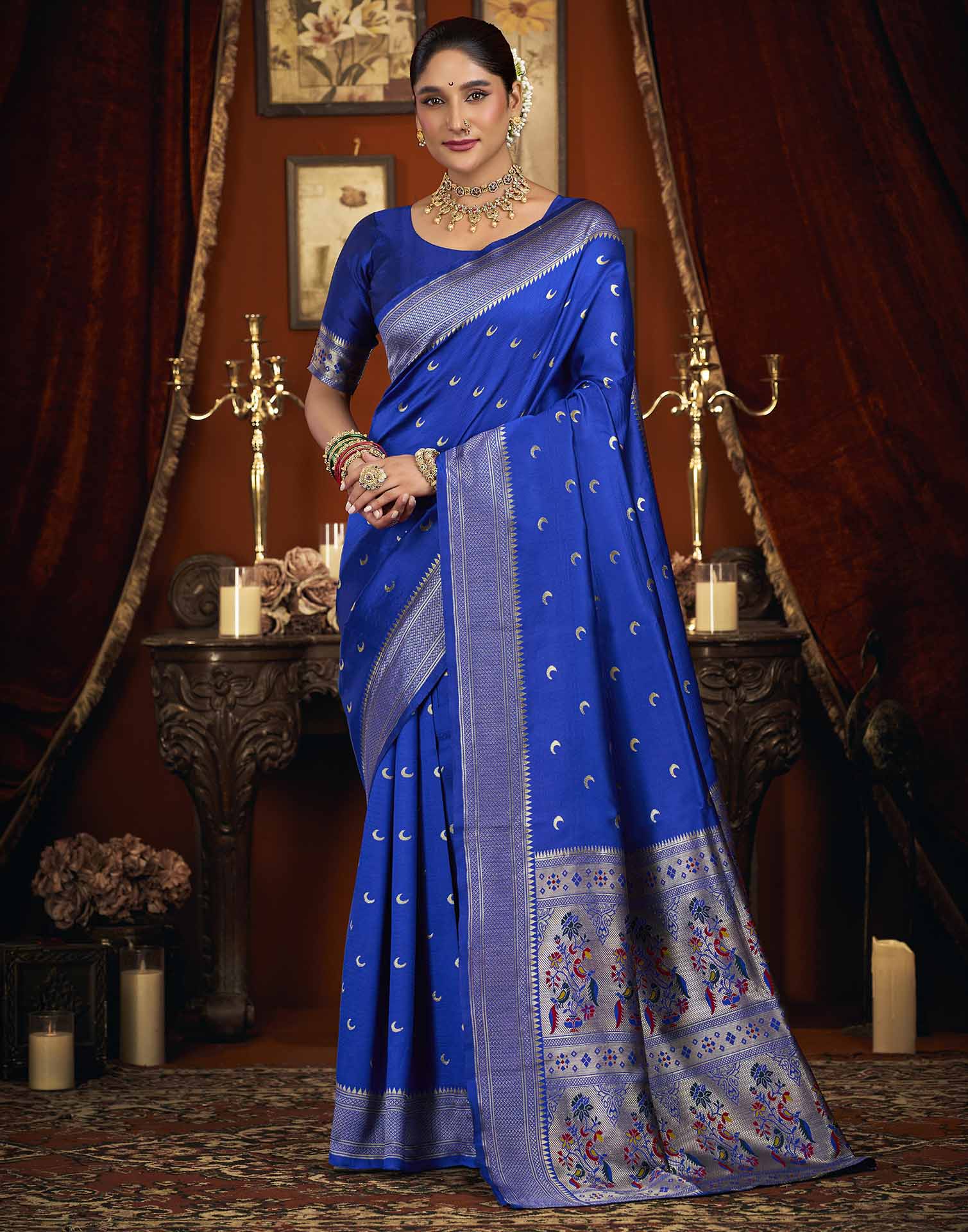Blue Silk Woven Paithani Saree
