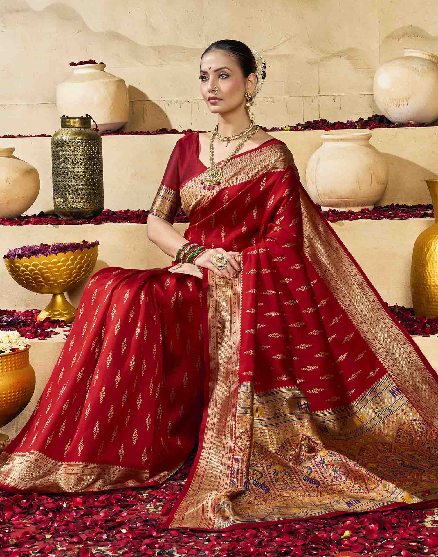Red Silk Woven Paithani Saree