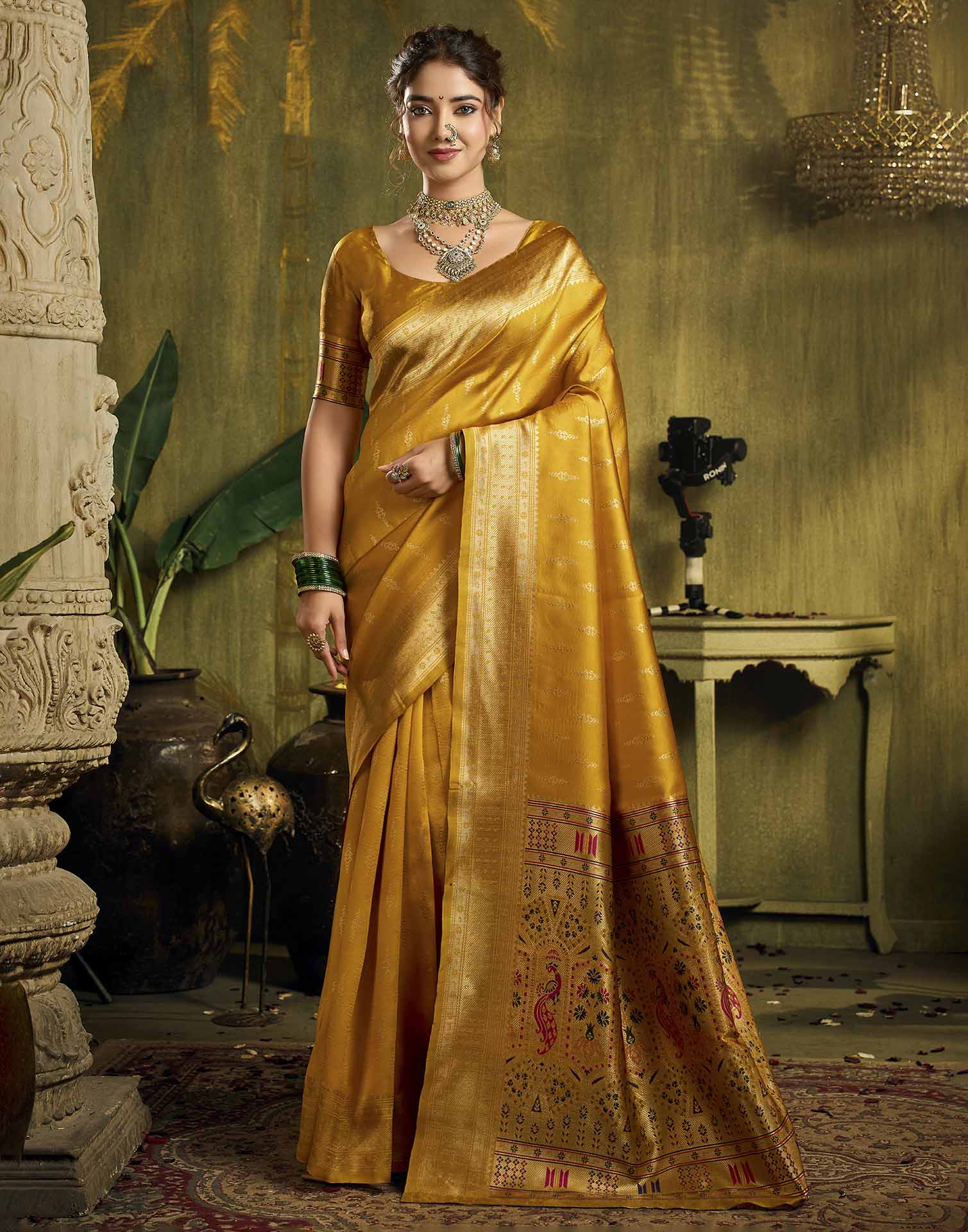 Turmeric Yellow Silk Woven Paithani Saree