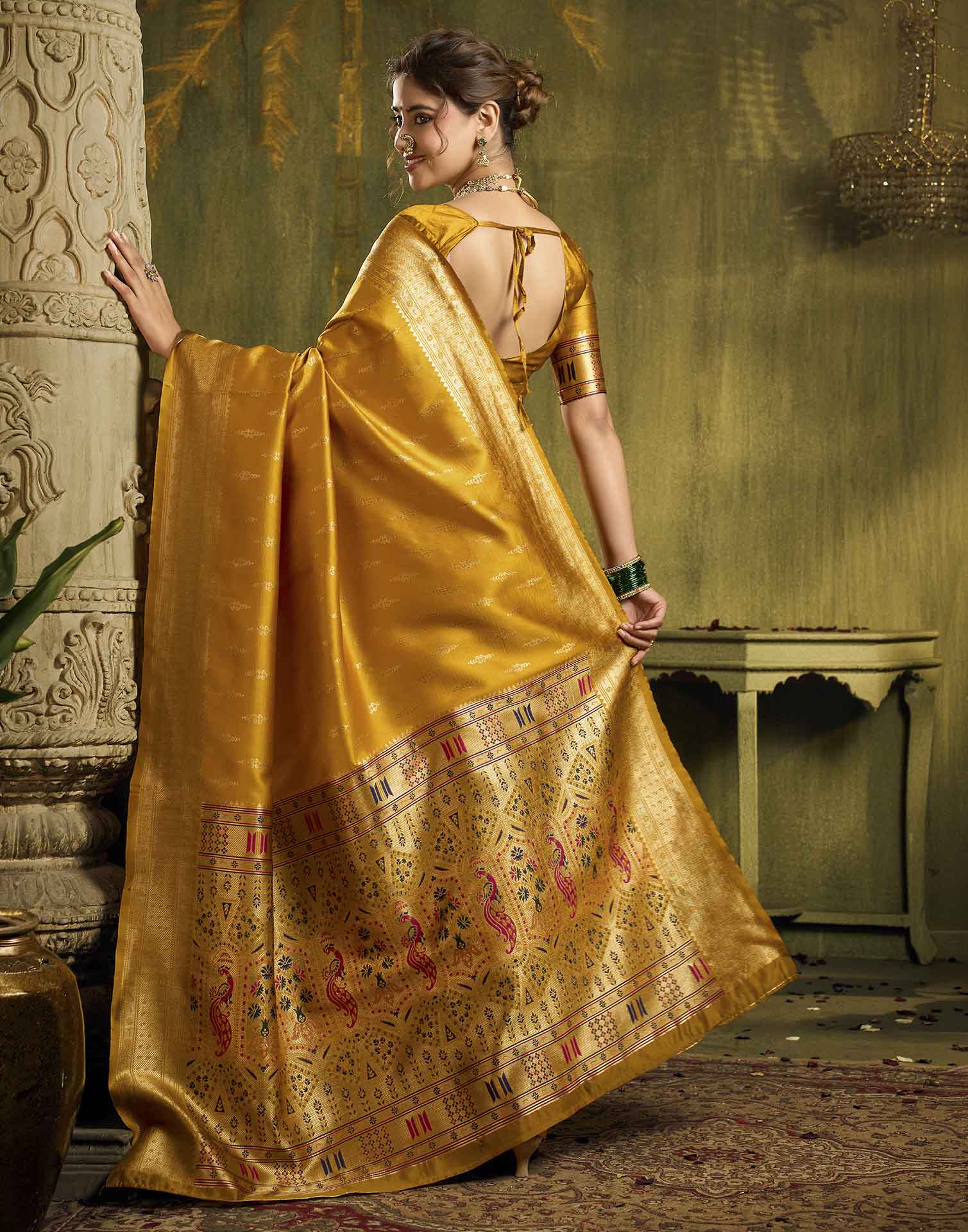 Turmeric Yellow Silk Woven Paithani Saree