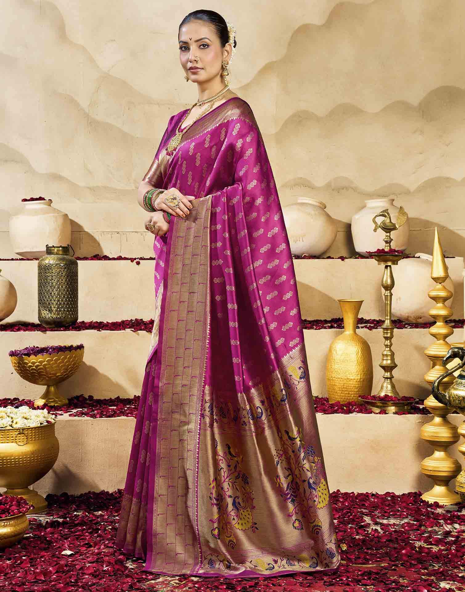 Pink Silk Woven Paithani Saree