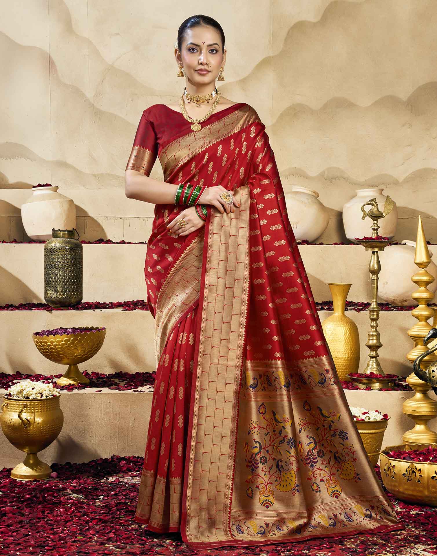 Red Silk Woven Paithani Saree