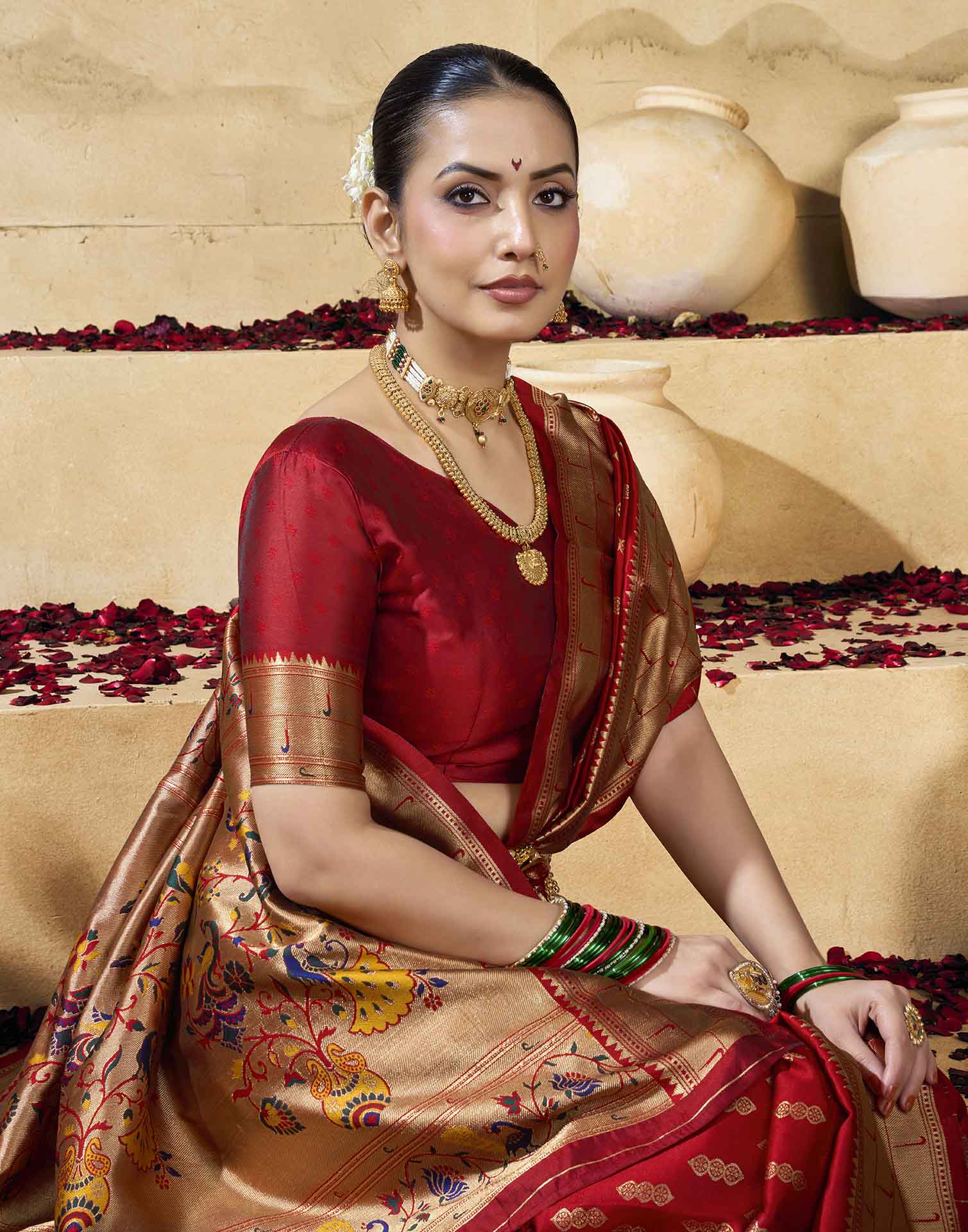 Red Silk Woven Paithani Saree