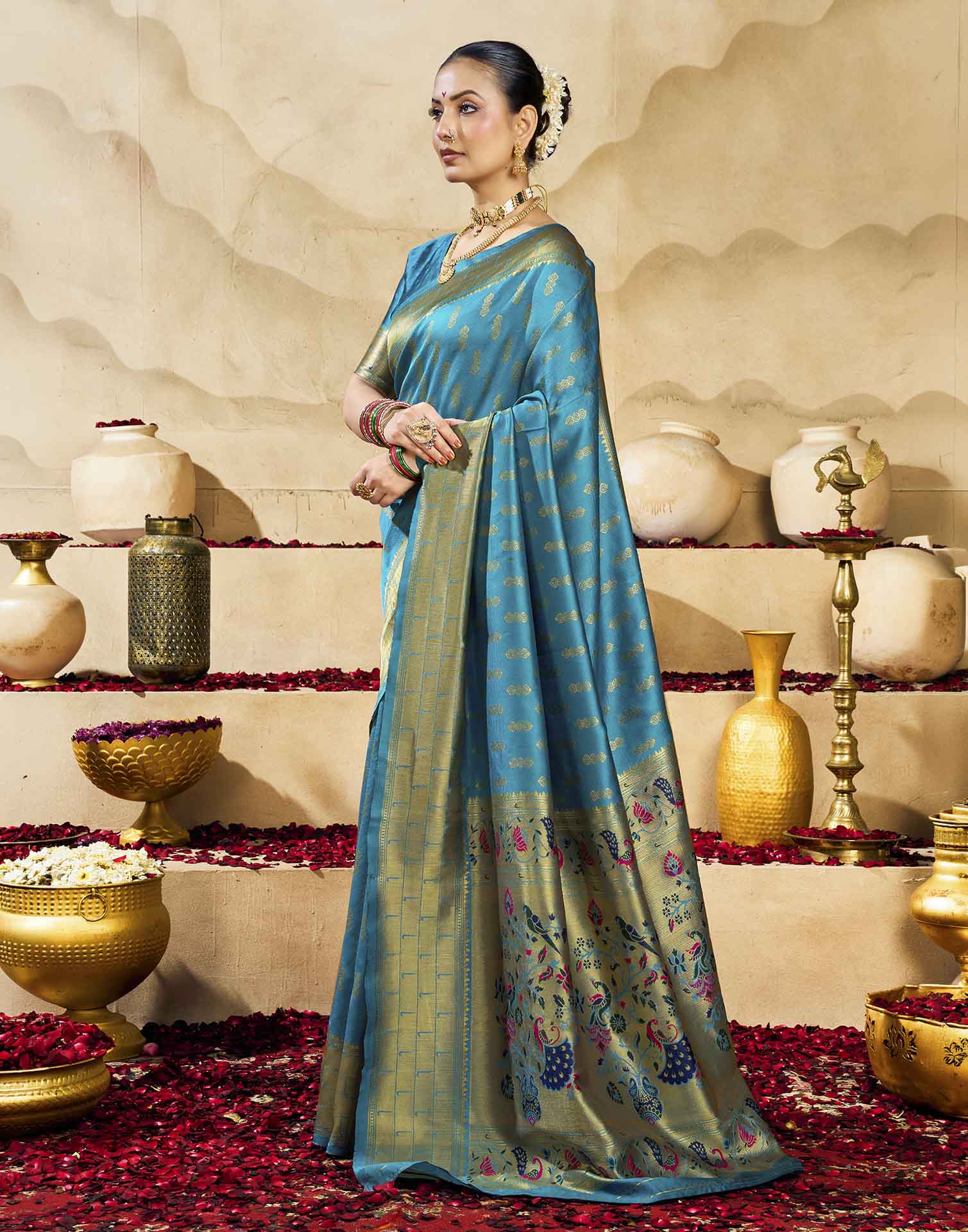 Blue Silk Woven Paithani Saree