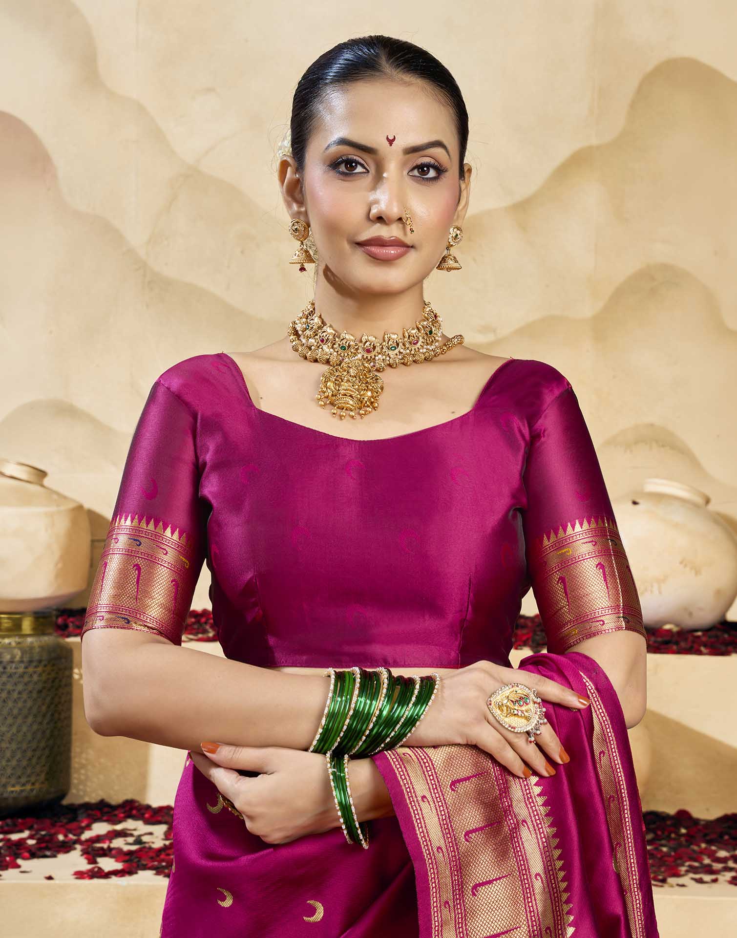 Magenta Silk Woven Paithani Saree