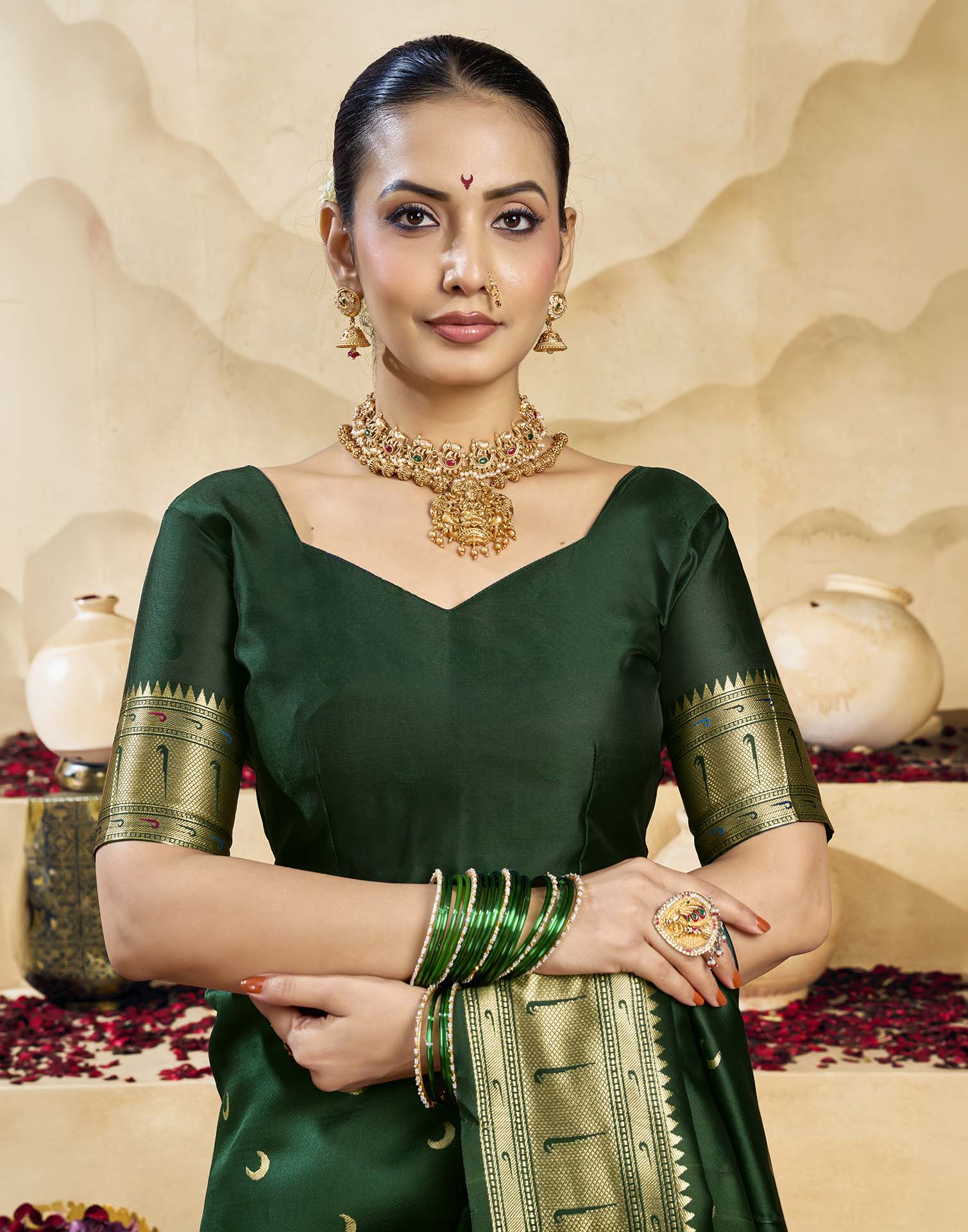 Dark Green Silk Woven Paithani Saree