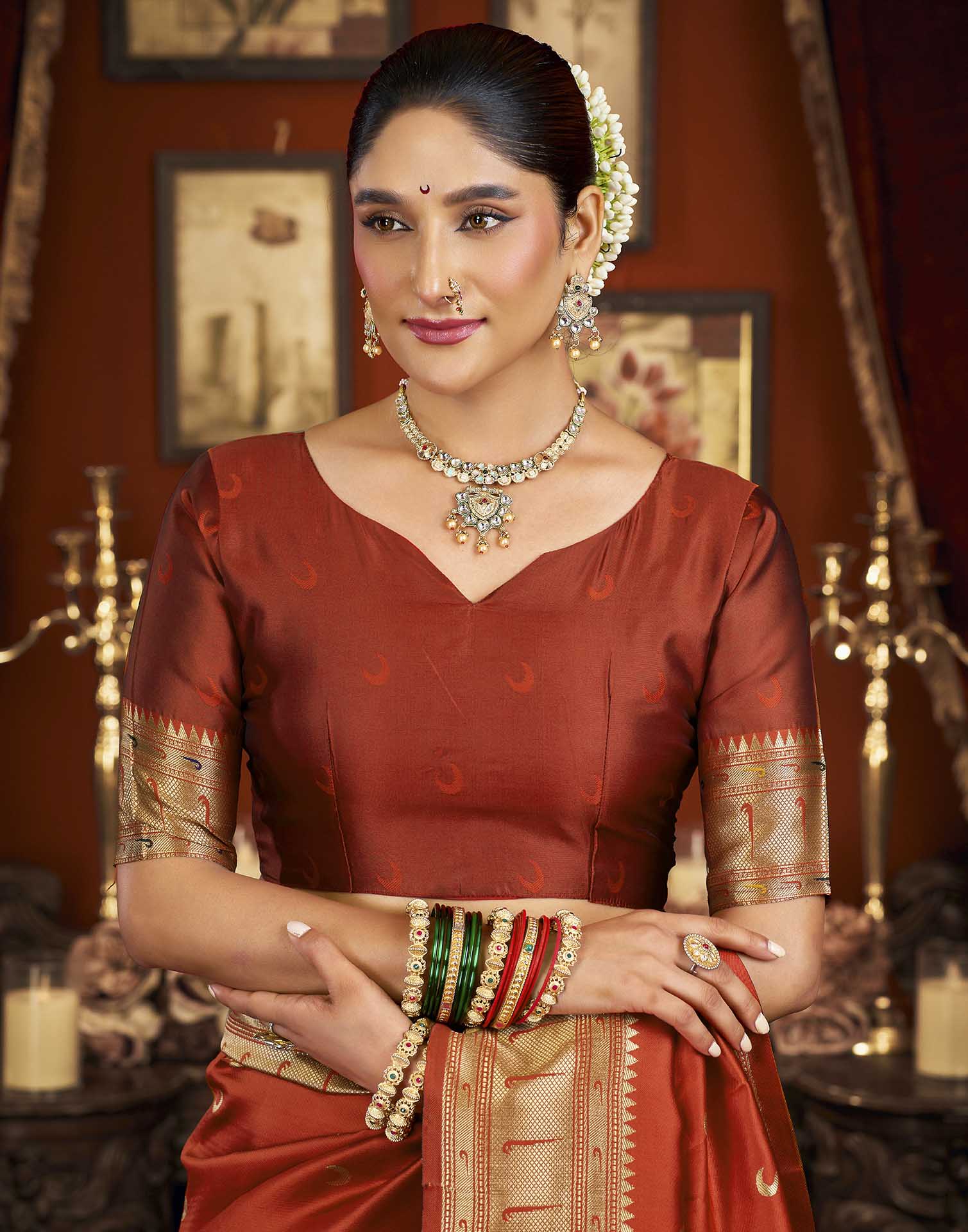 Red Silk Woven Paithani Saree