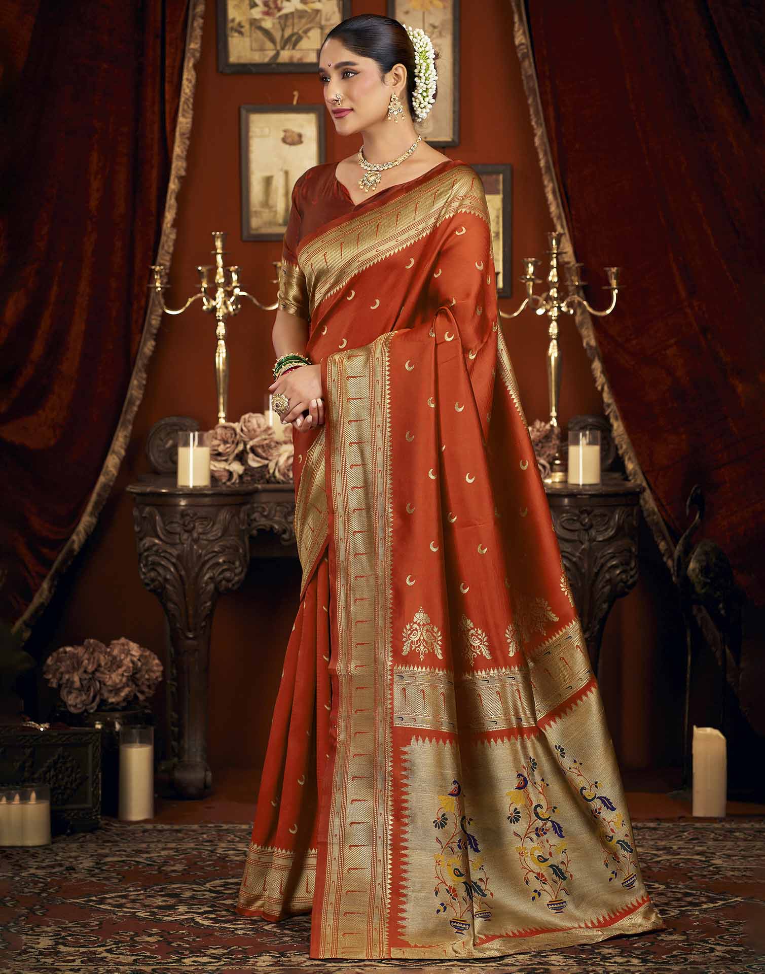 Red Silk Woven Paithani Saree