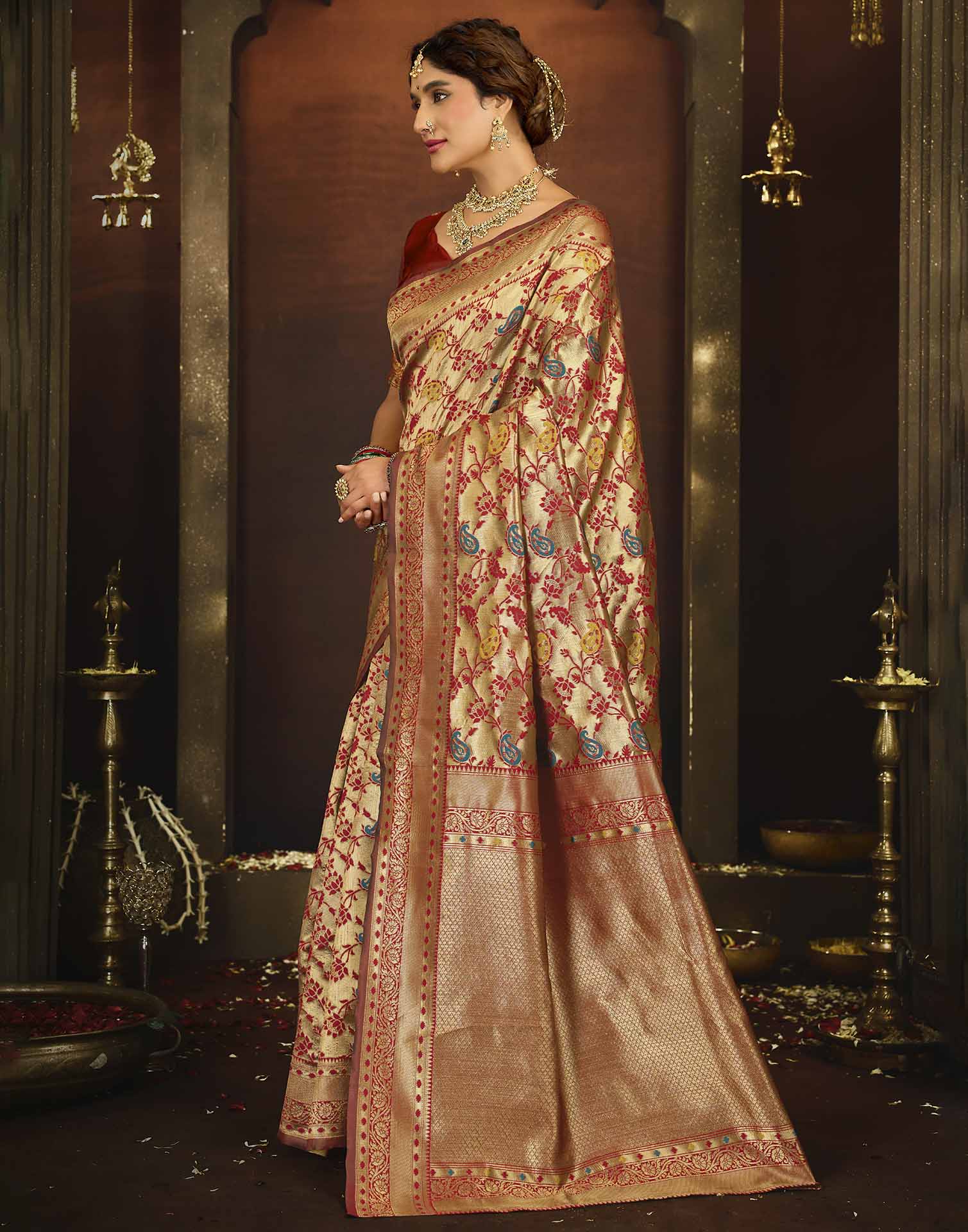 Red Silk Woven Banarasi Saree