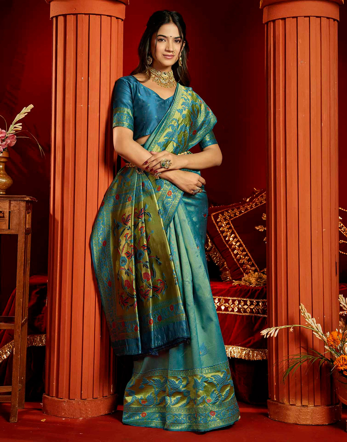 Blue Silk Woven Paithani Saree