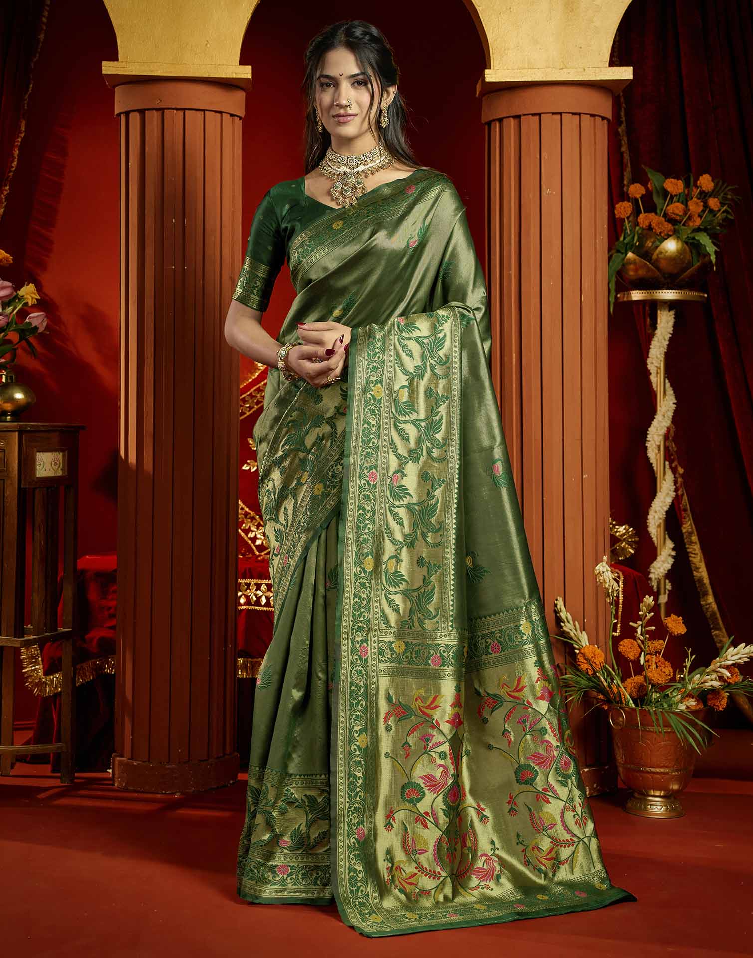 Green Silk Woven Paithani Saree