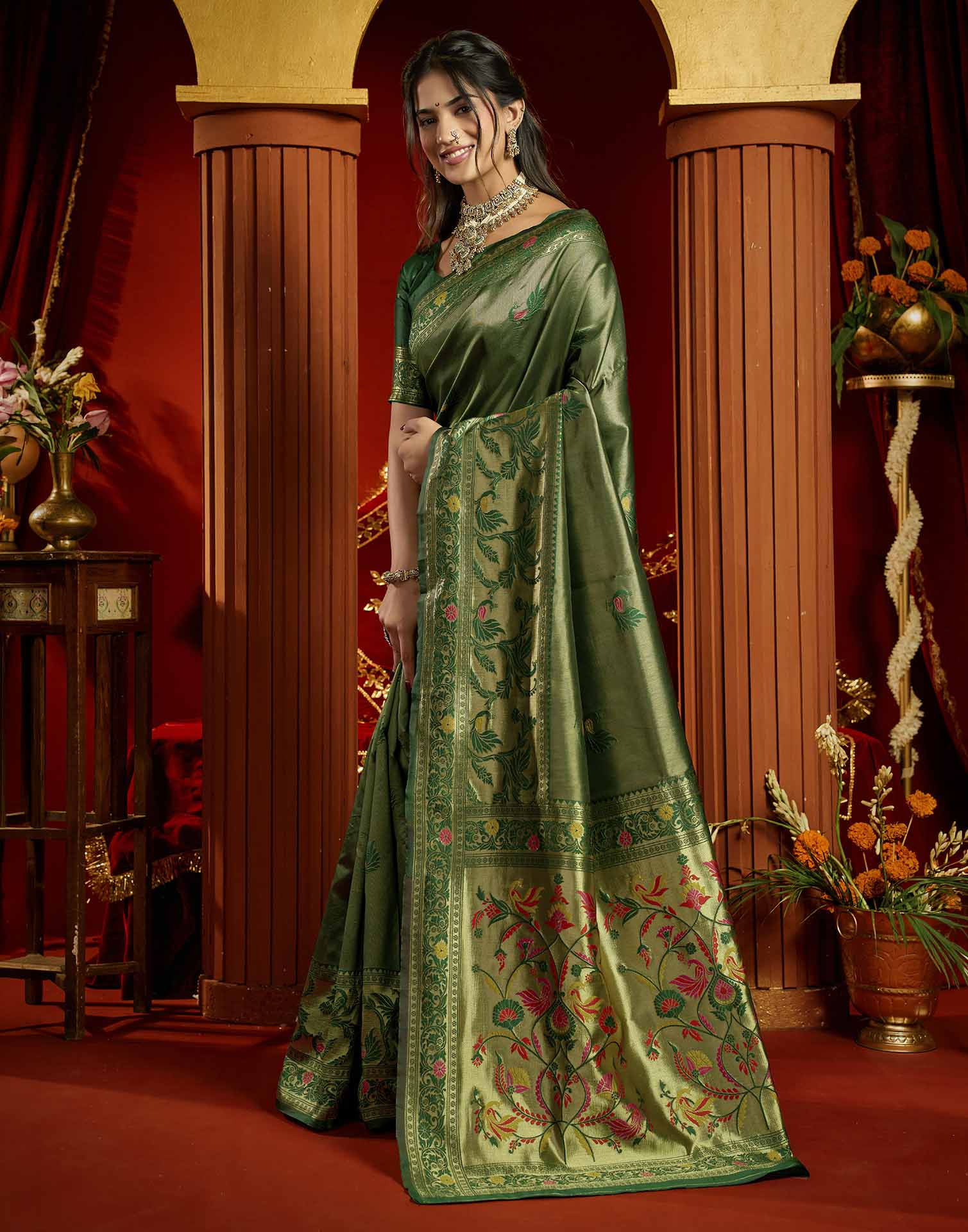 Green Silk Woven Paithani Saree