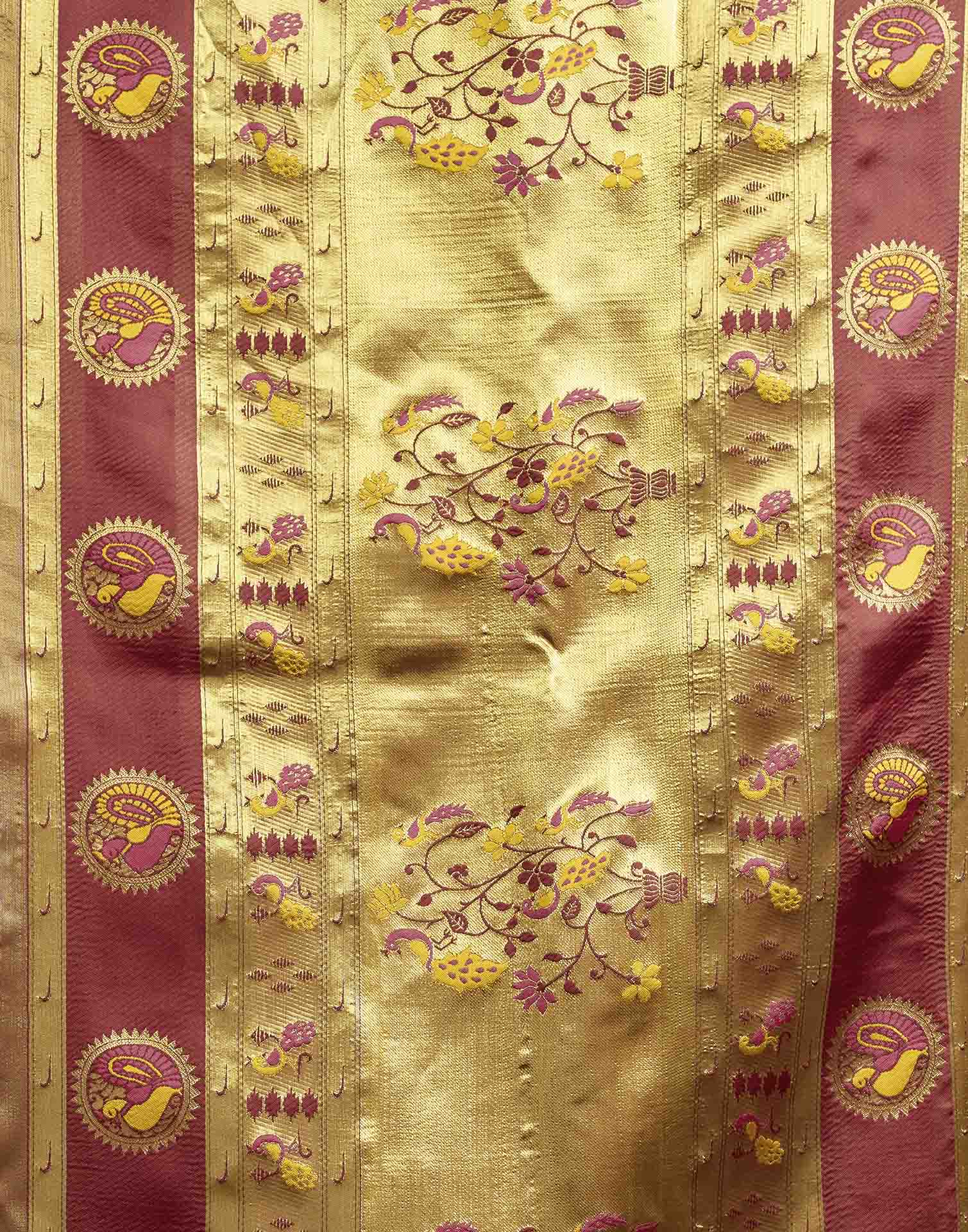 Maroon Silk Woven Paithani Saree