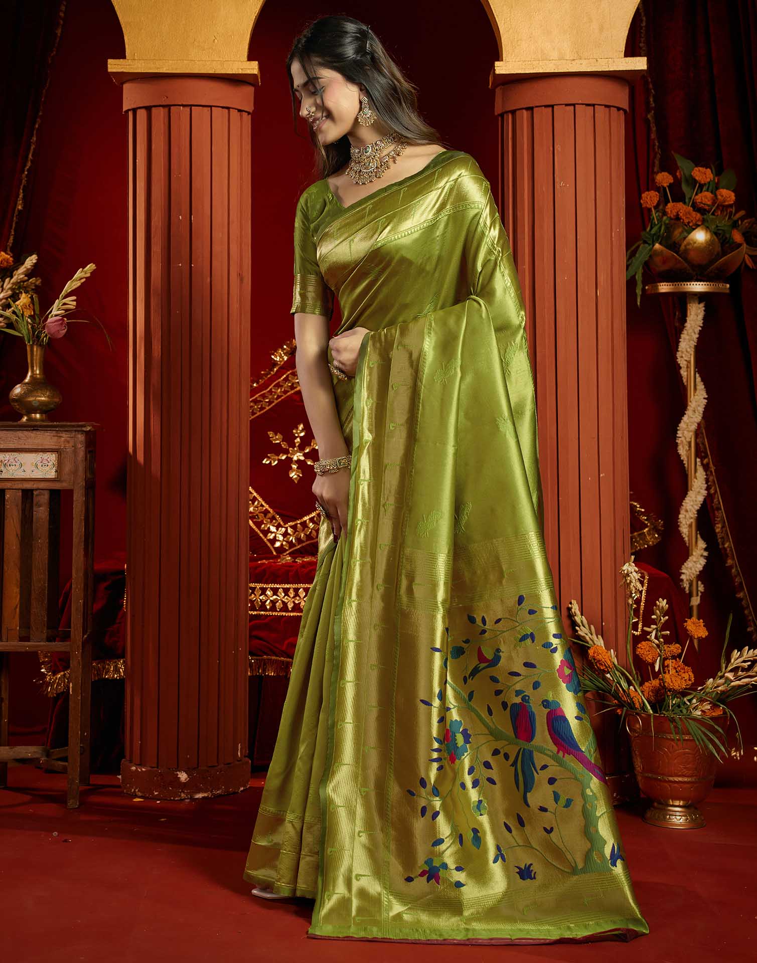 Green Silk Woven Paithani Saree