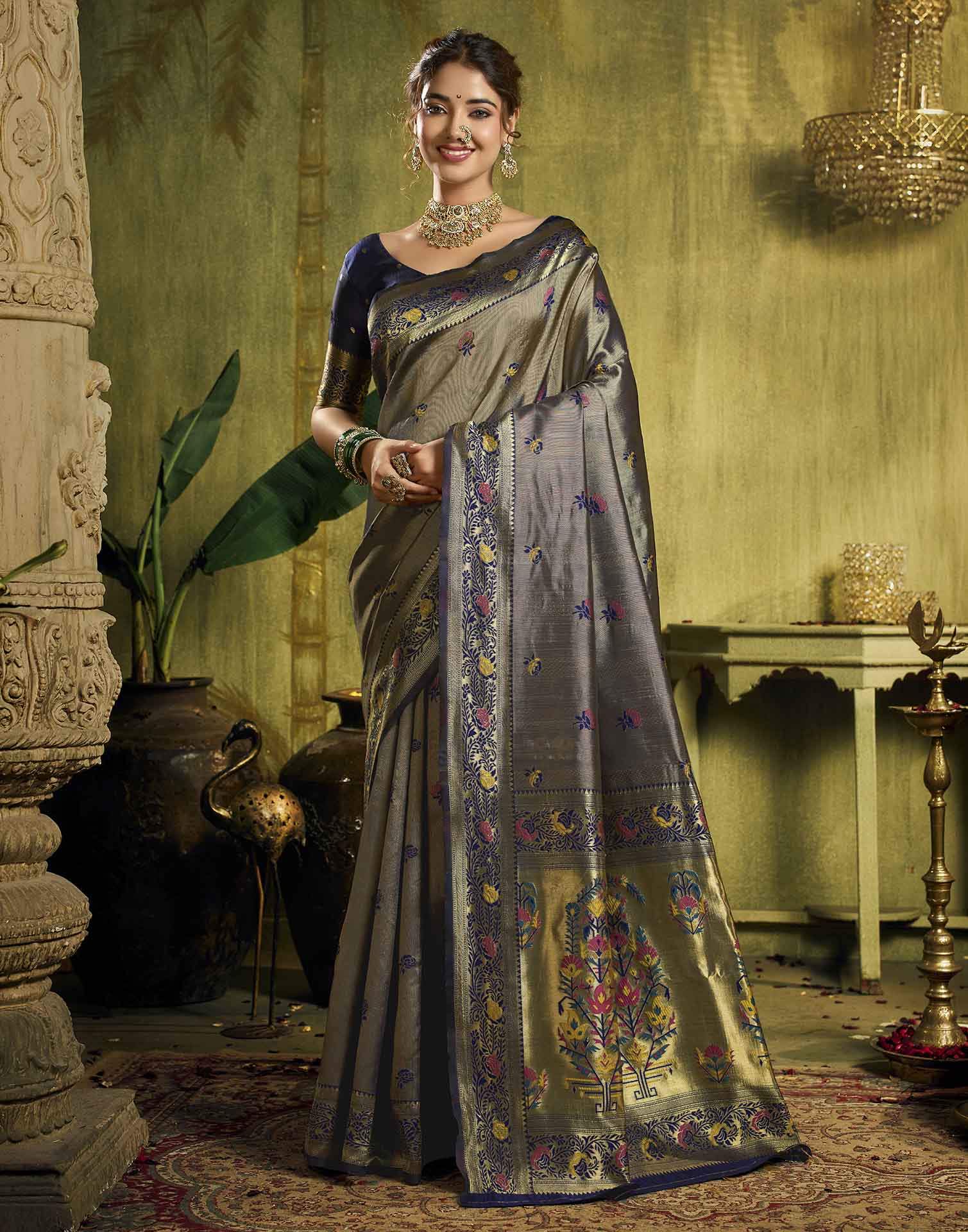 Blue Silk Woven Paithani Saree