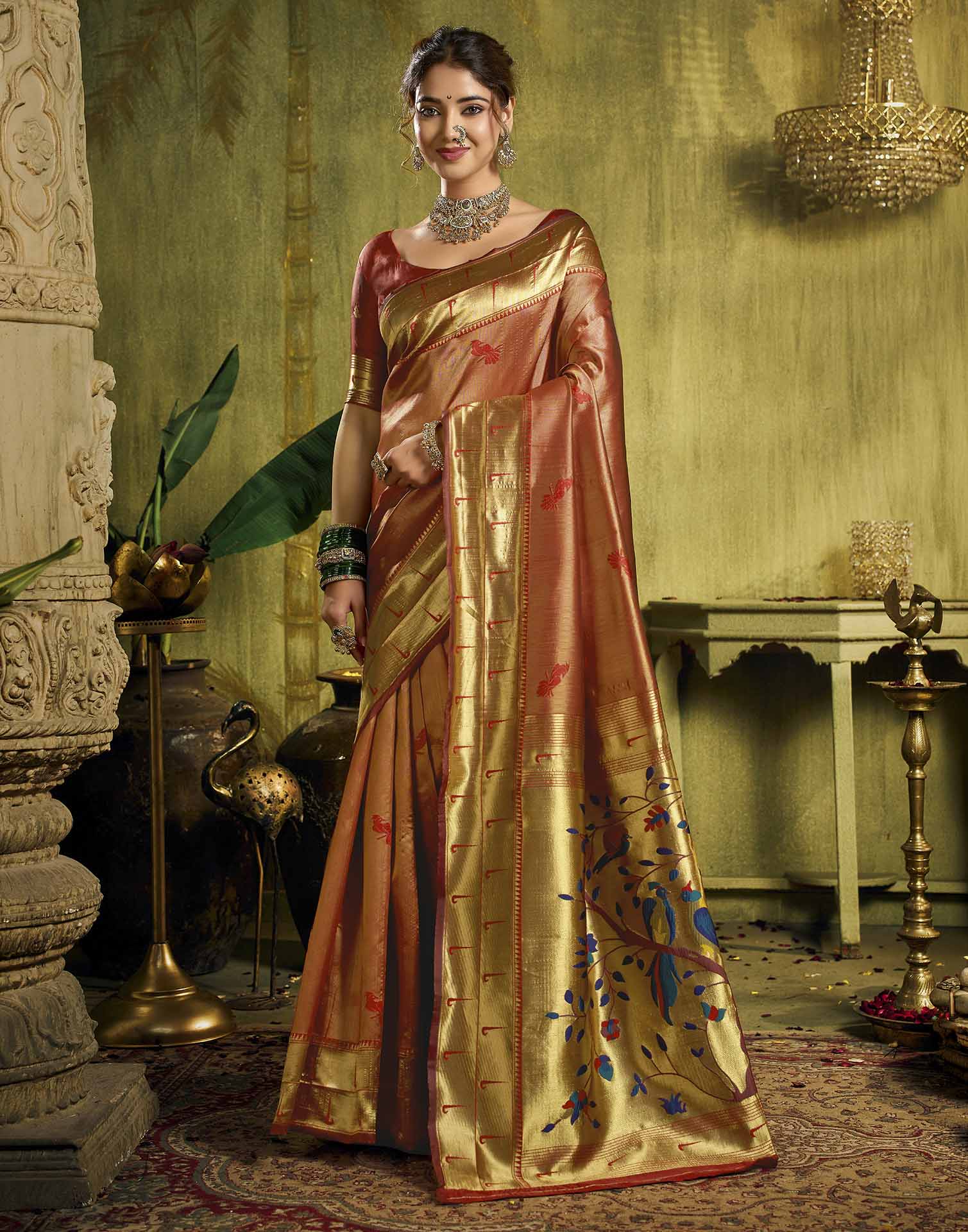 Red Silk Woven Paithani Saree
