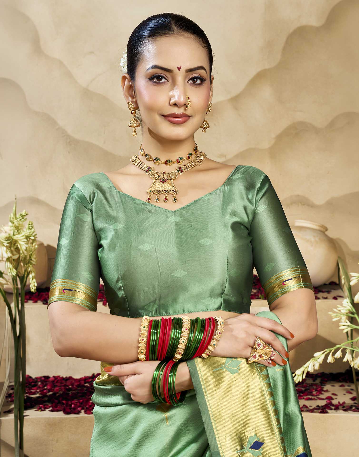 Mint Green Silk Woven Paithani Saree