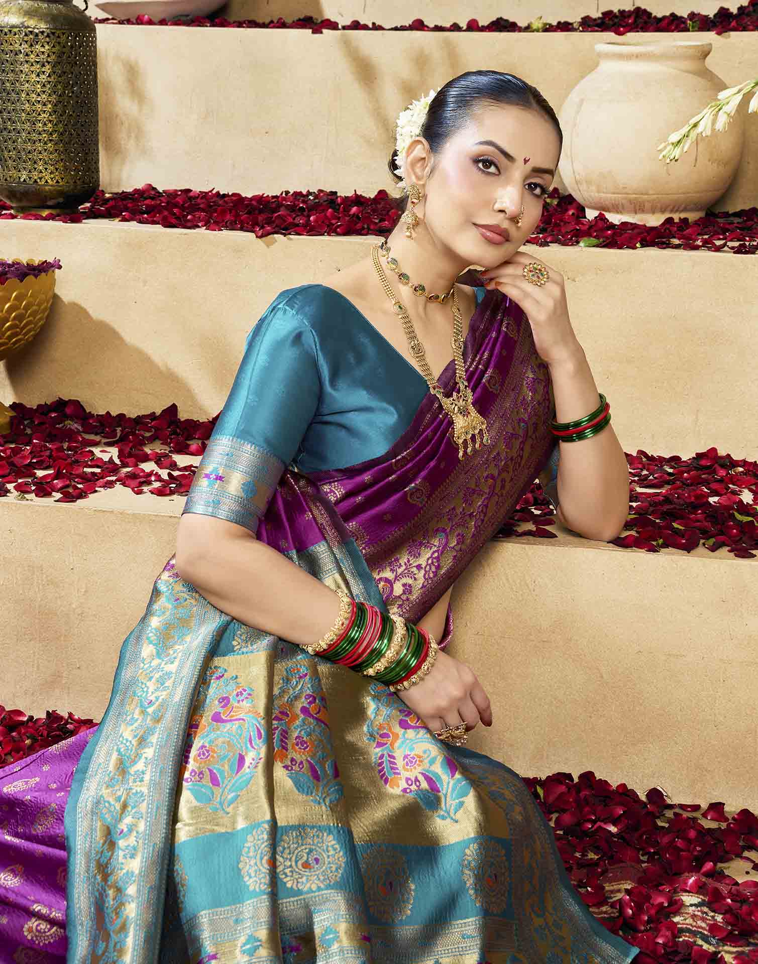 Purple Silk Woven Paithani Saree