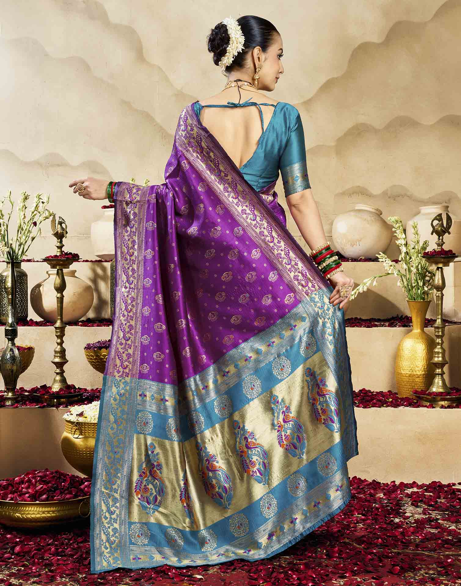 Purple Silk Woven Paithani Saree