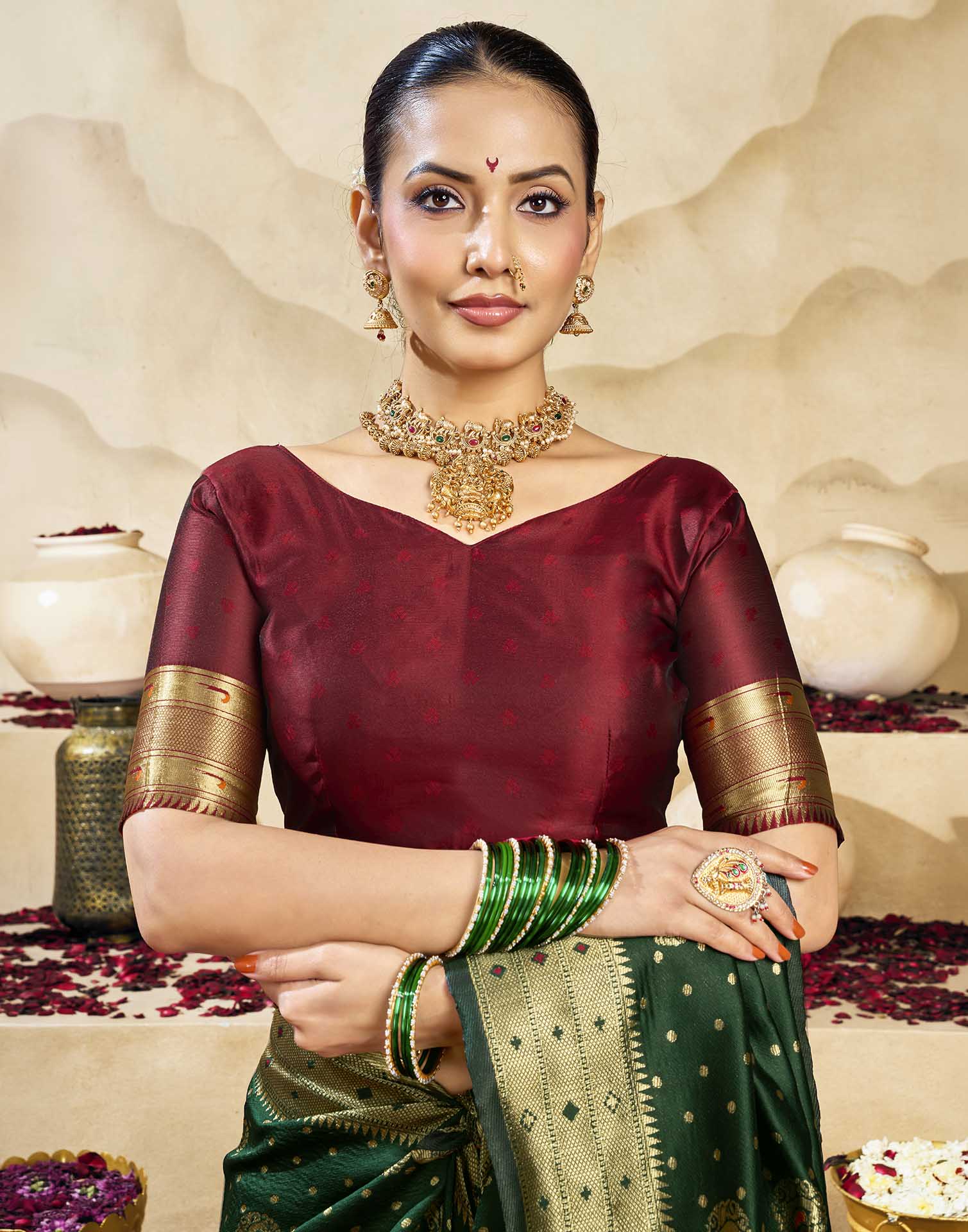 Dark Green Silk Woven Paithani Saree