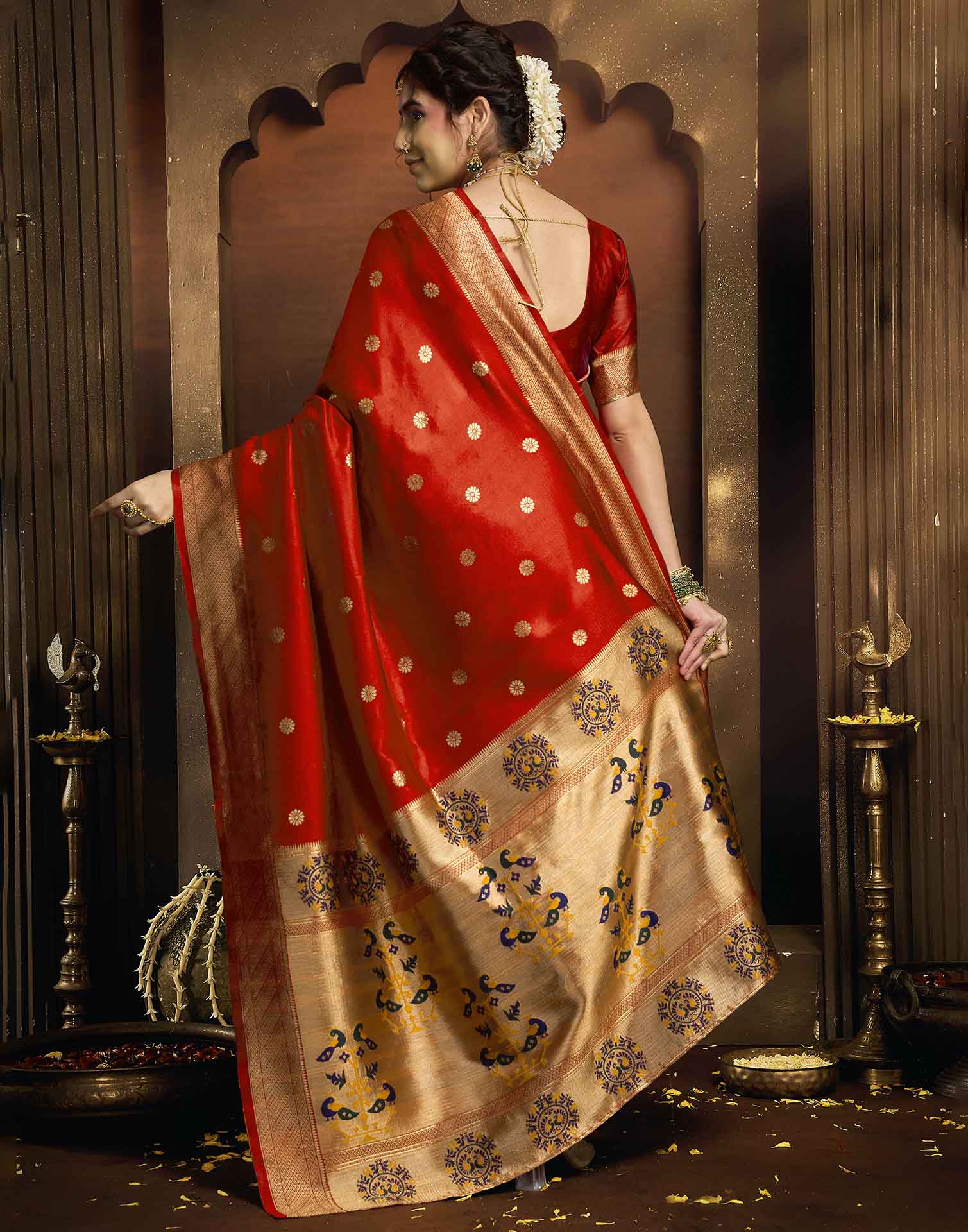 Red Silk Woven Paithani Saree
