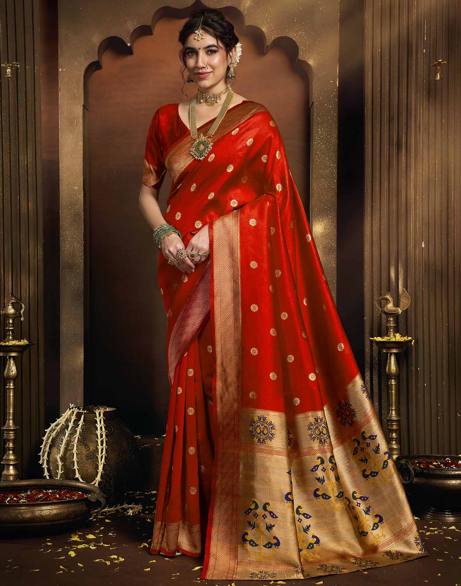 Red Silk Woven Paithani Saree