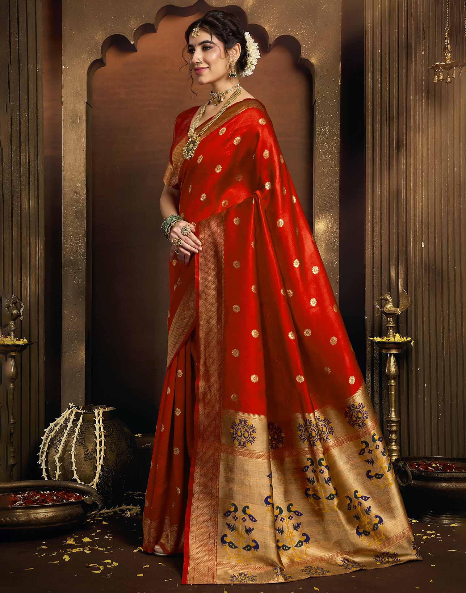 Red Silk Woven Paithani Saree
