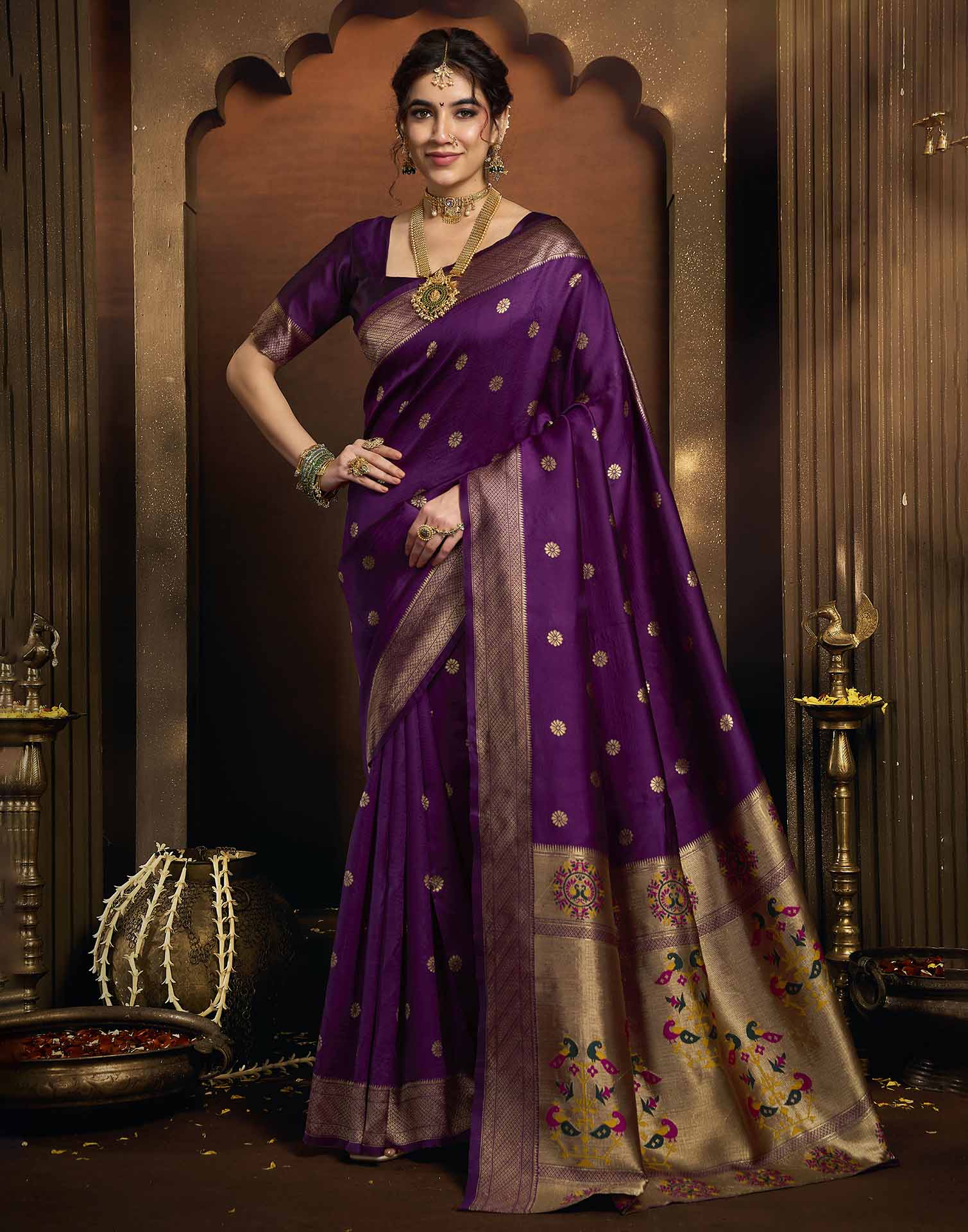 Purple Silk Woven Paithani Saree