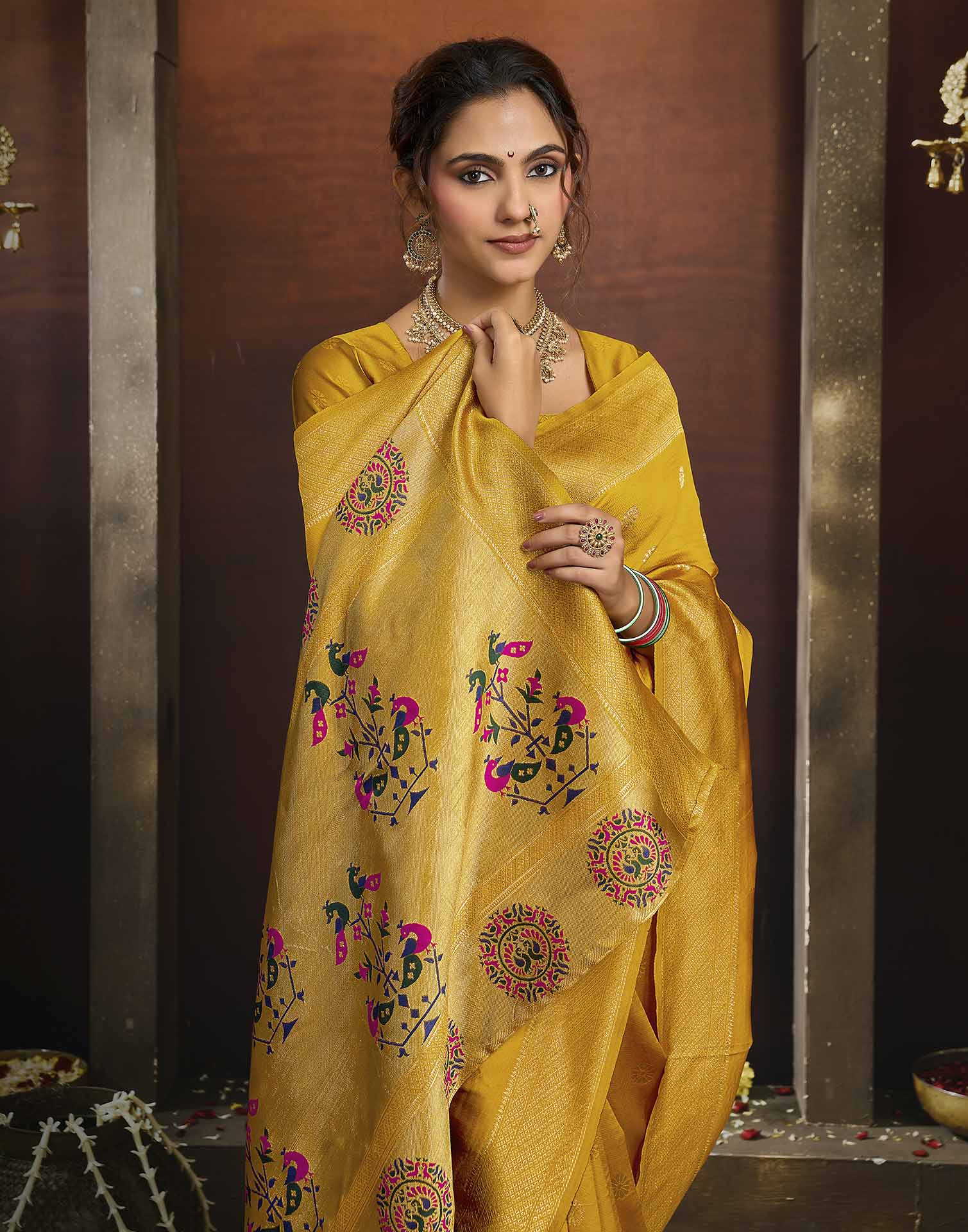 Yellow Silk Woven Paithani Saree