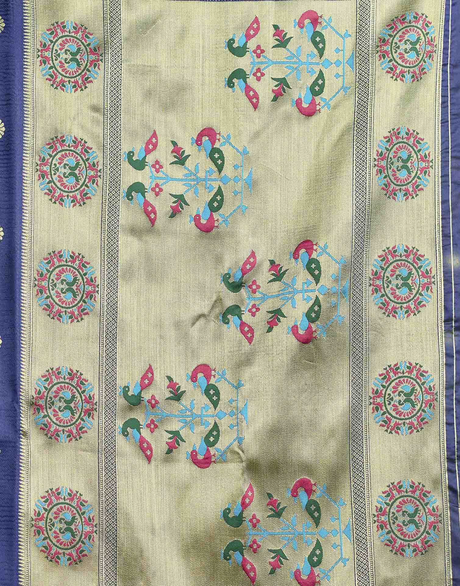 Royal Blue Silk Woven Paithani Saree