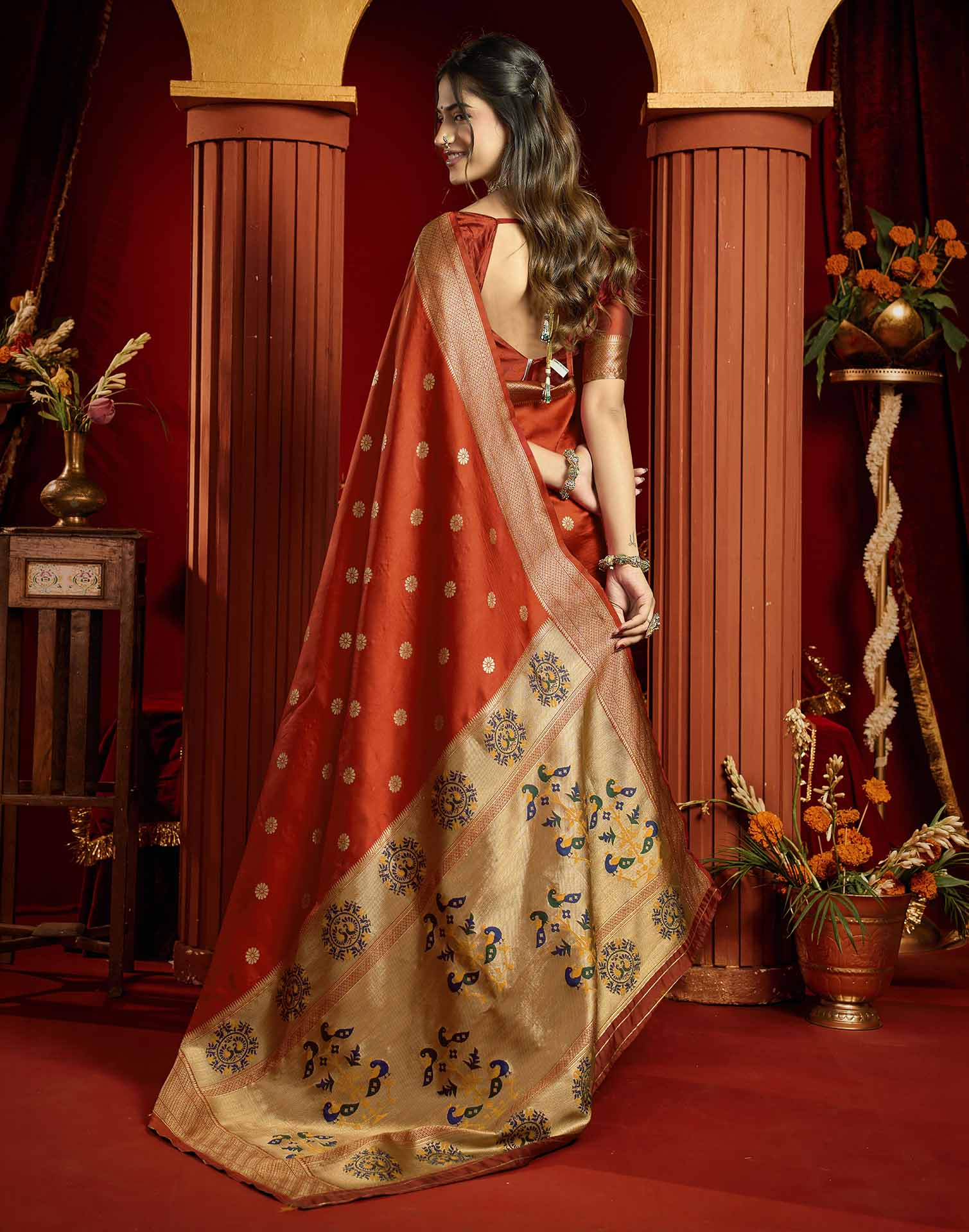 Red Silk Woven Paithani Saree