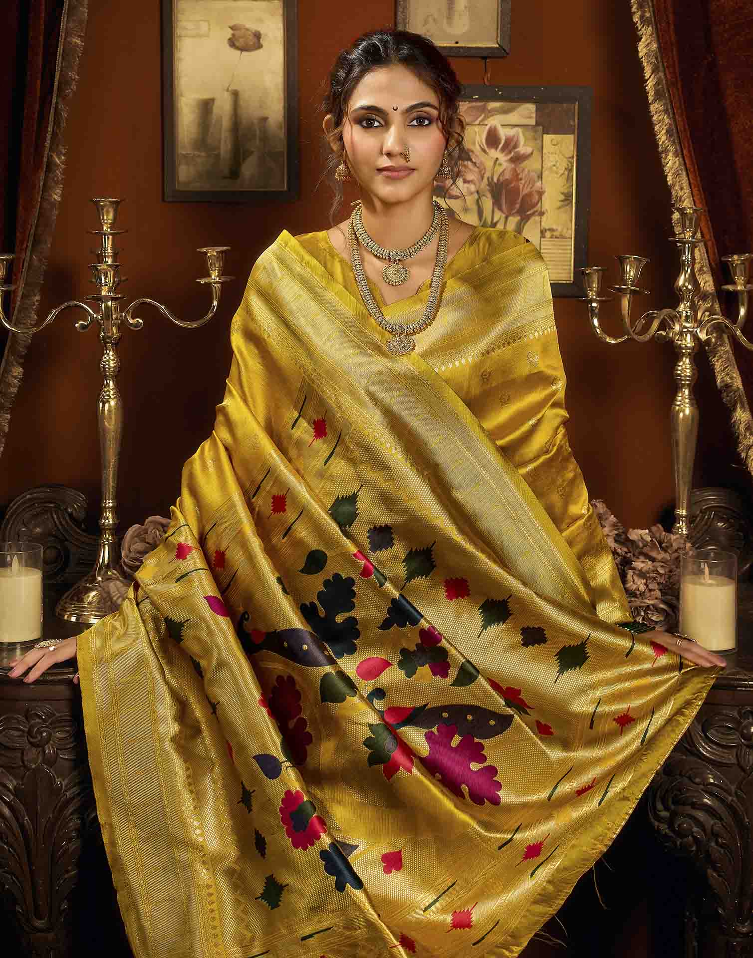 Yellow Silk Woven Paithani Saree