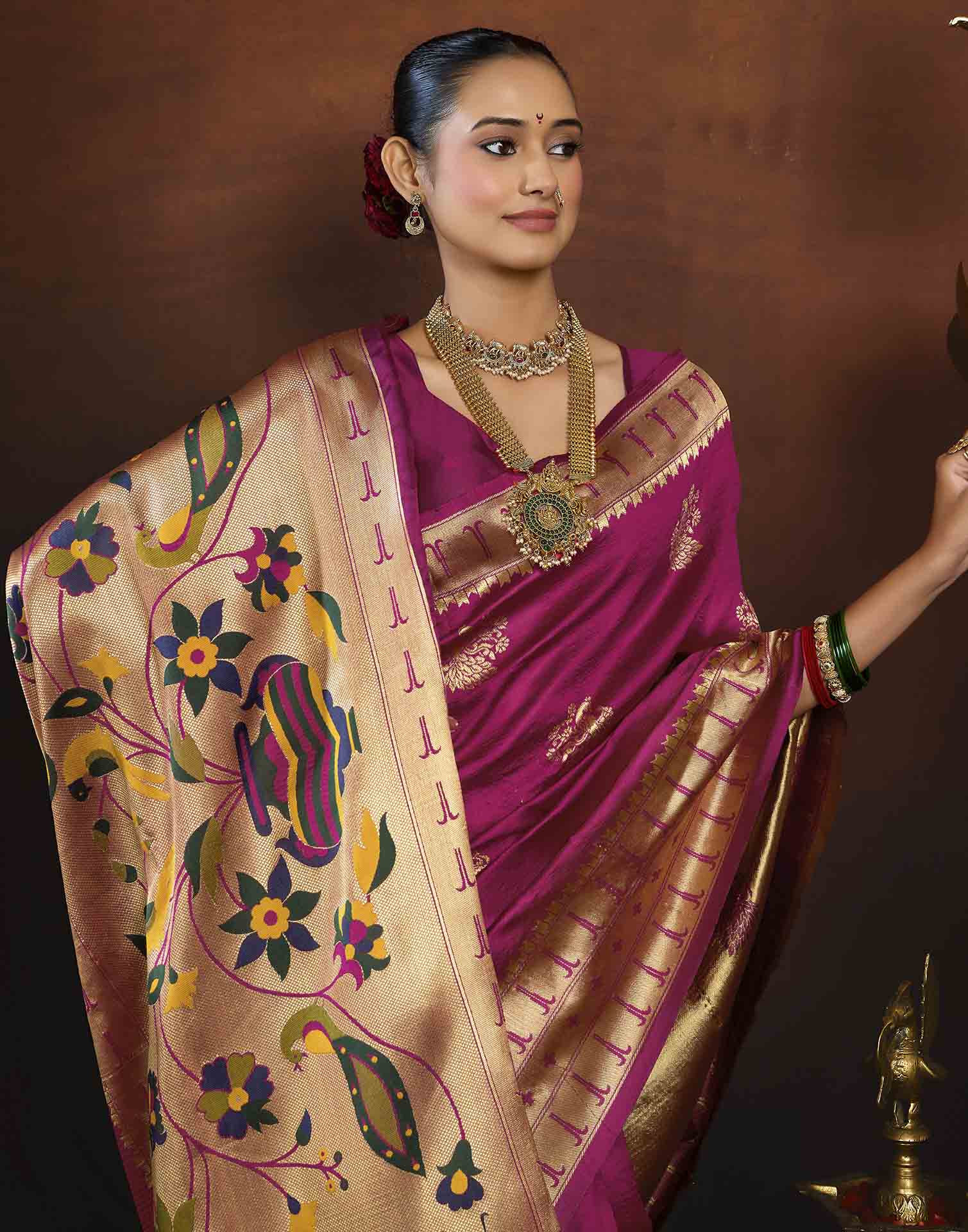 Rani Pink Silk Woven Paithani Saree