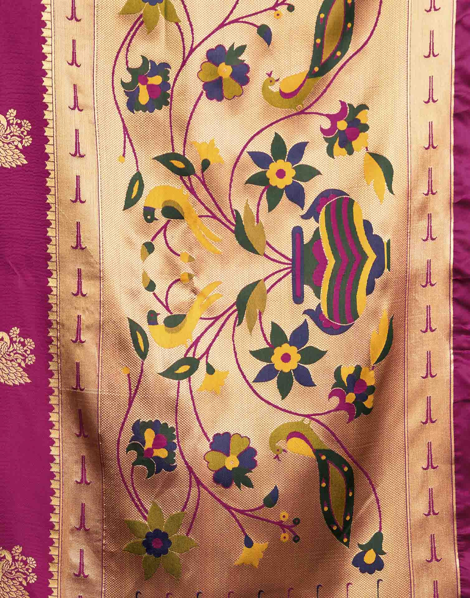 Rani Pink Silk Woven Paithani Saree