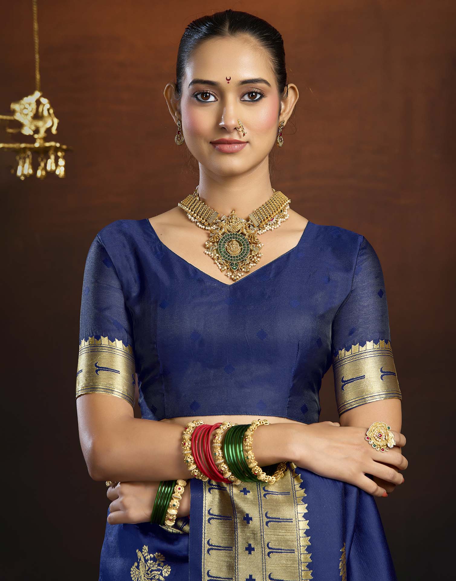 Navy Blue Silk Woven Paithani Saree