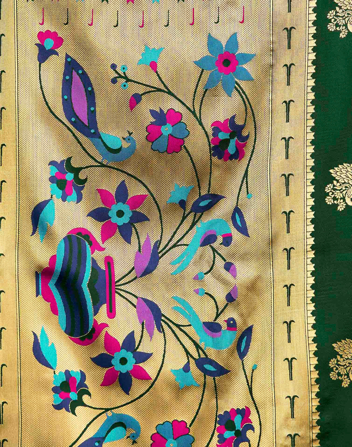 Dark Green Silk Woven Paithani Saree