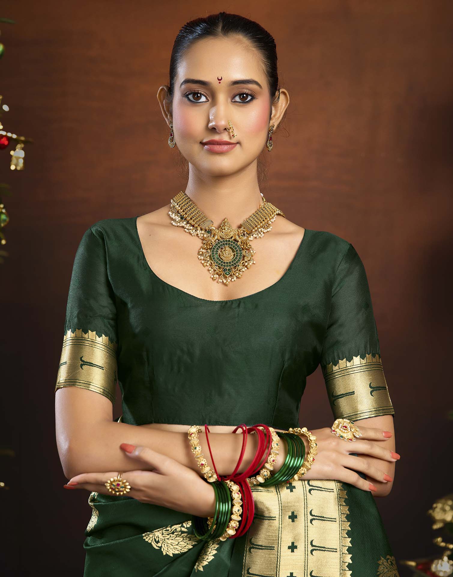 Dark Green Silk Woven Paithani Saree
