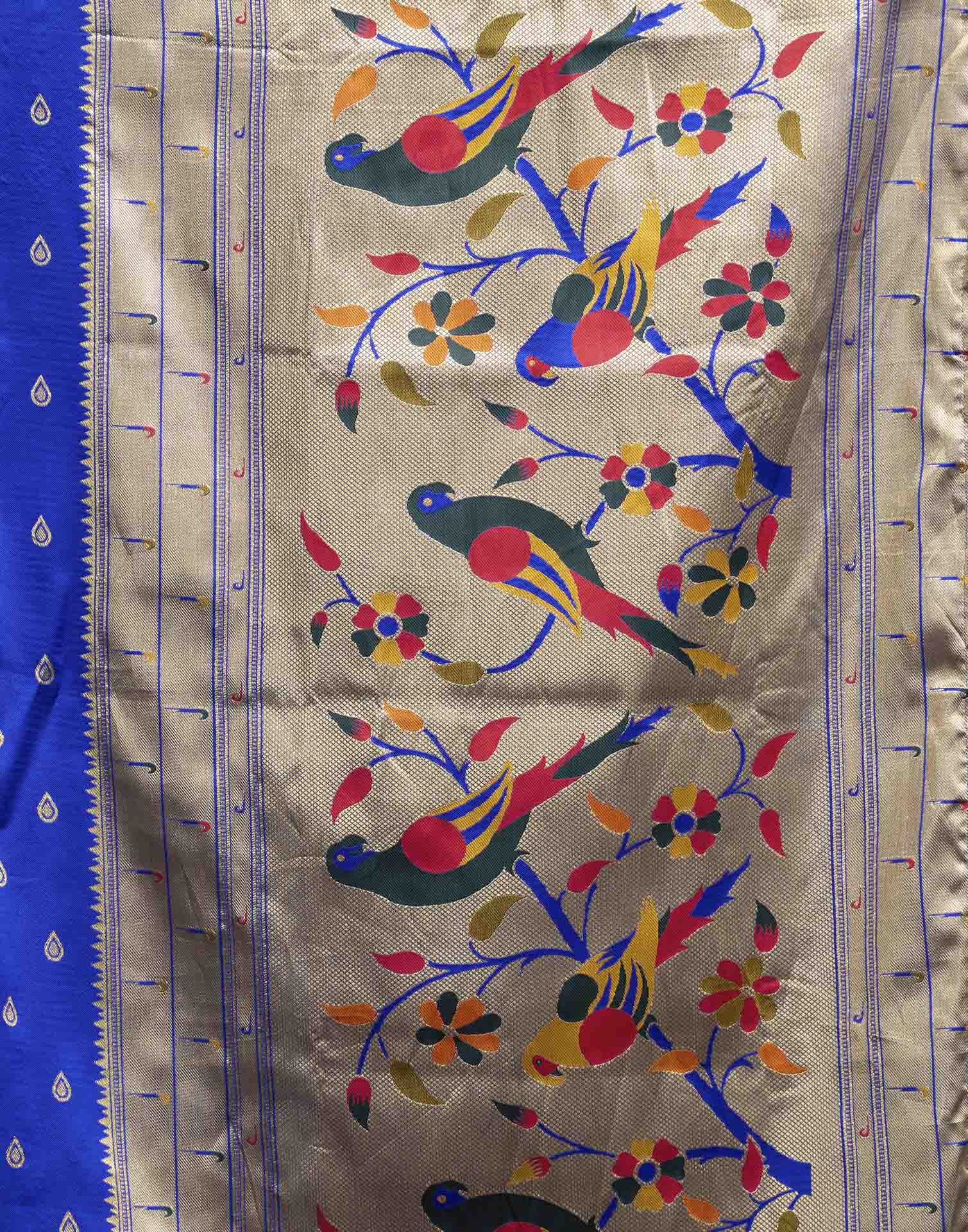 Royal Blue Silk Woven Paithani Saree