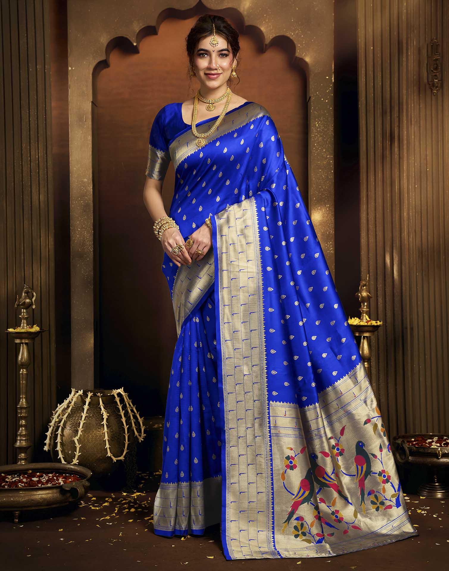 Royal Blue Silk Woven Paithani Saree