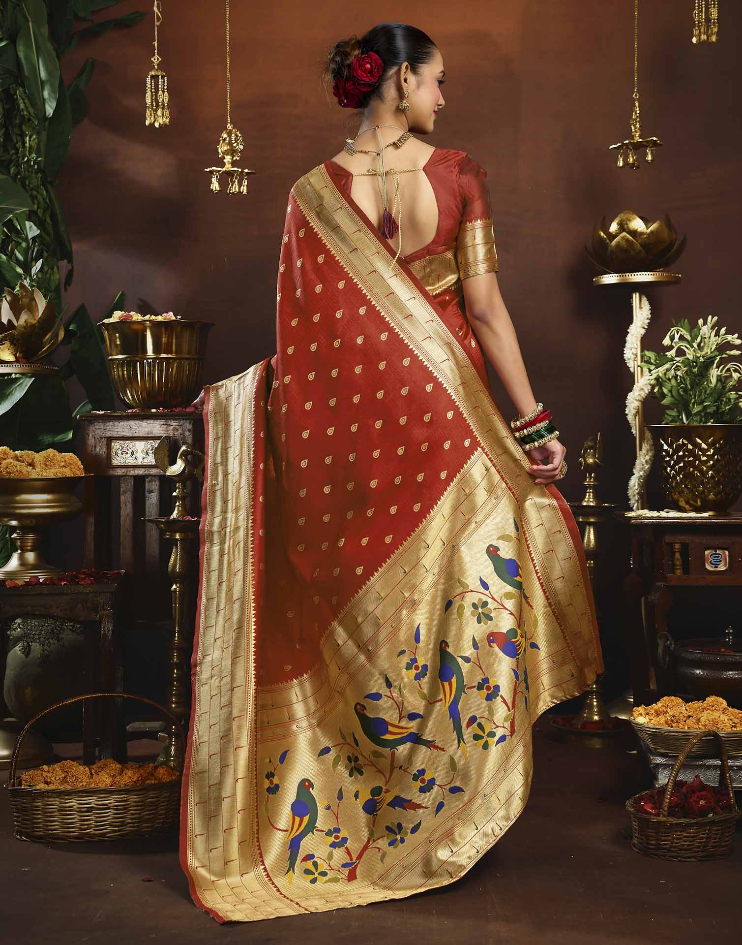 Red Silk Woven Paithani Saree