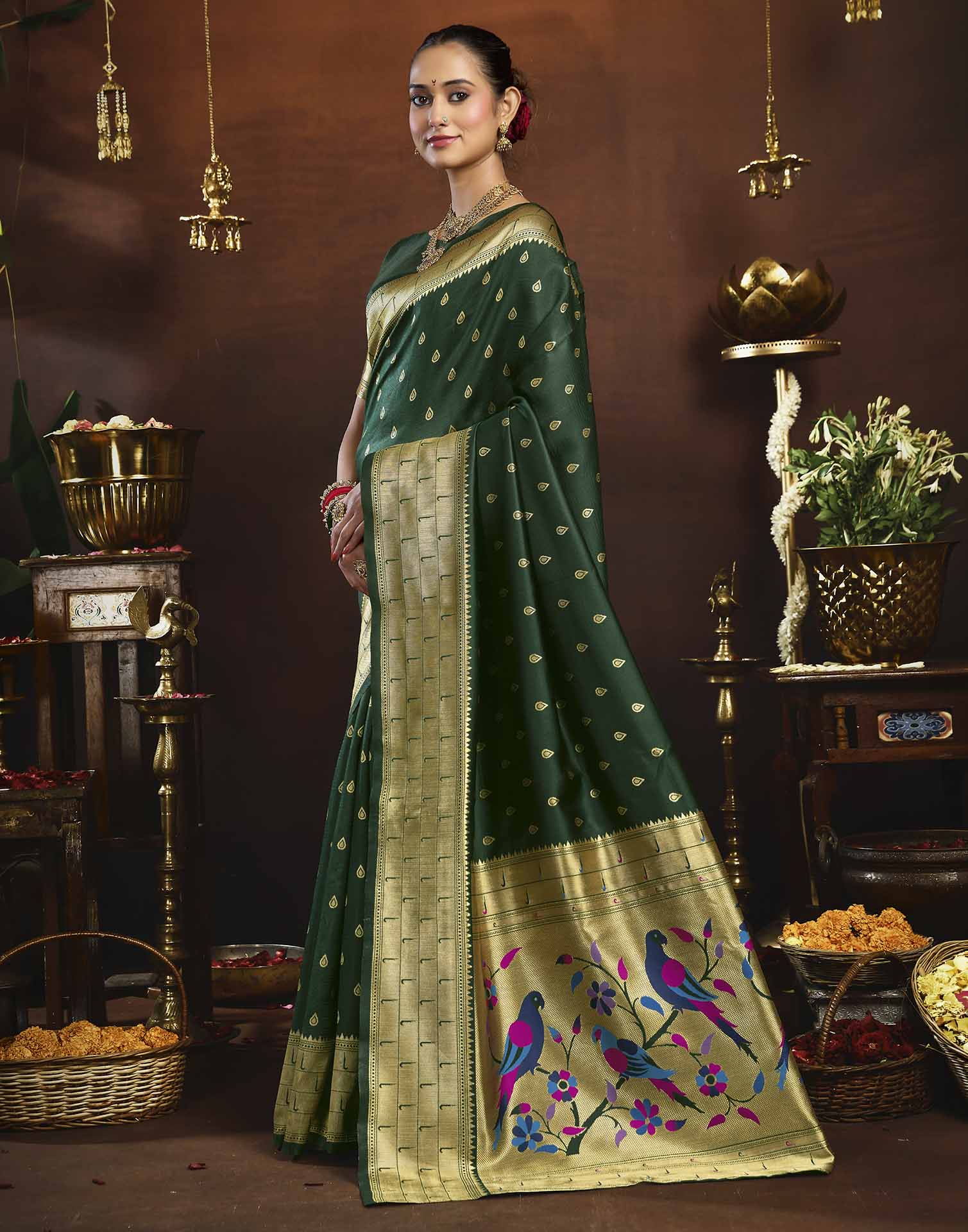 Green Silk Woven Paithani Saree