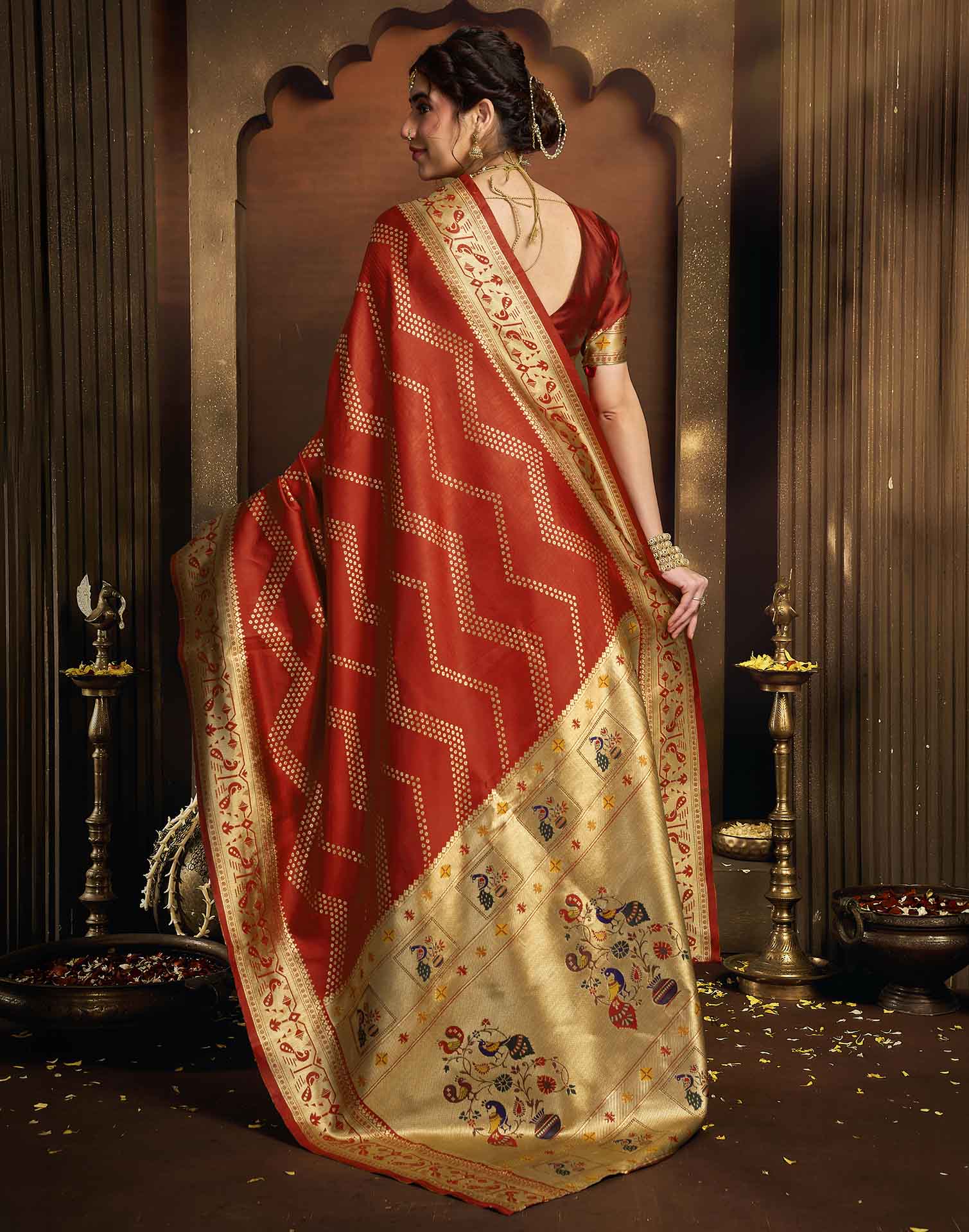 Red Silk Woven Paithani Saree