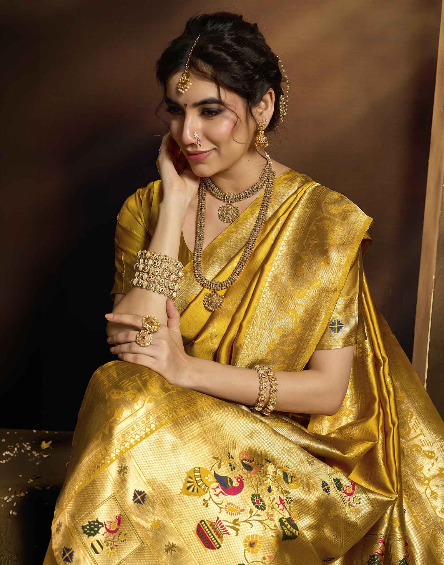 Turmeric Yellow Silk Woven Paithani Saree