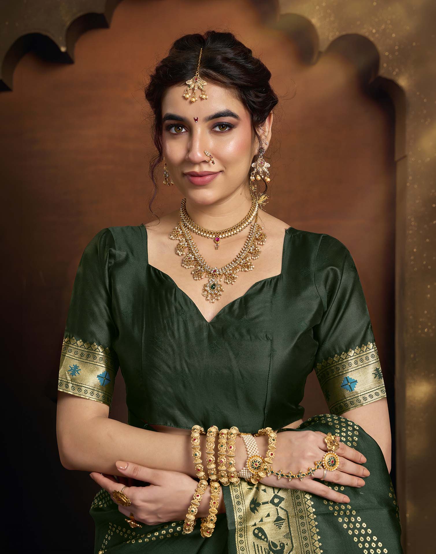 Dark Green Silk Woven Paithani Saree