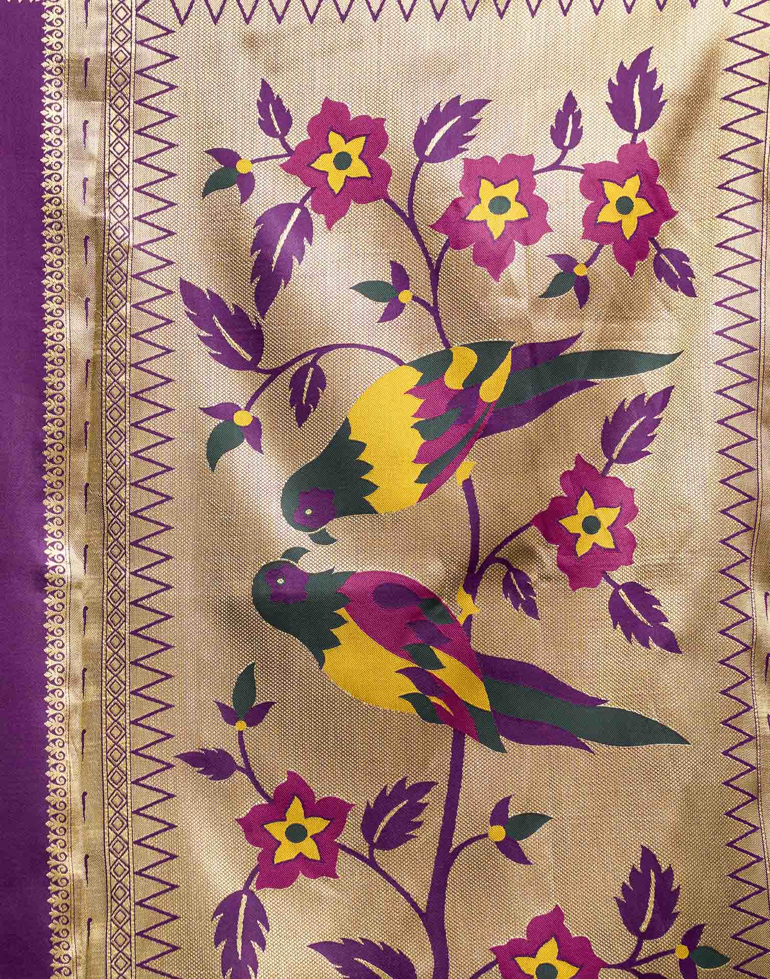 Purple Silk Woven Paithani Saree