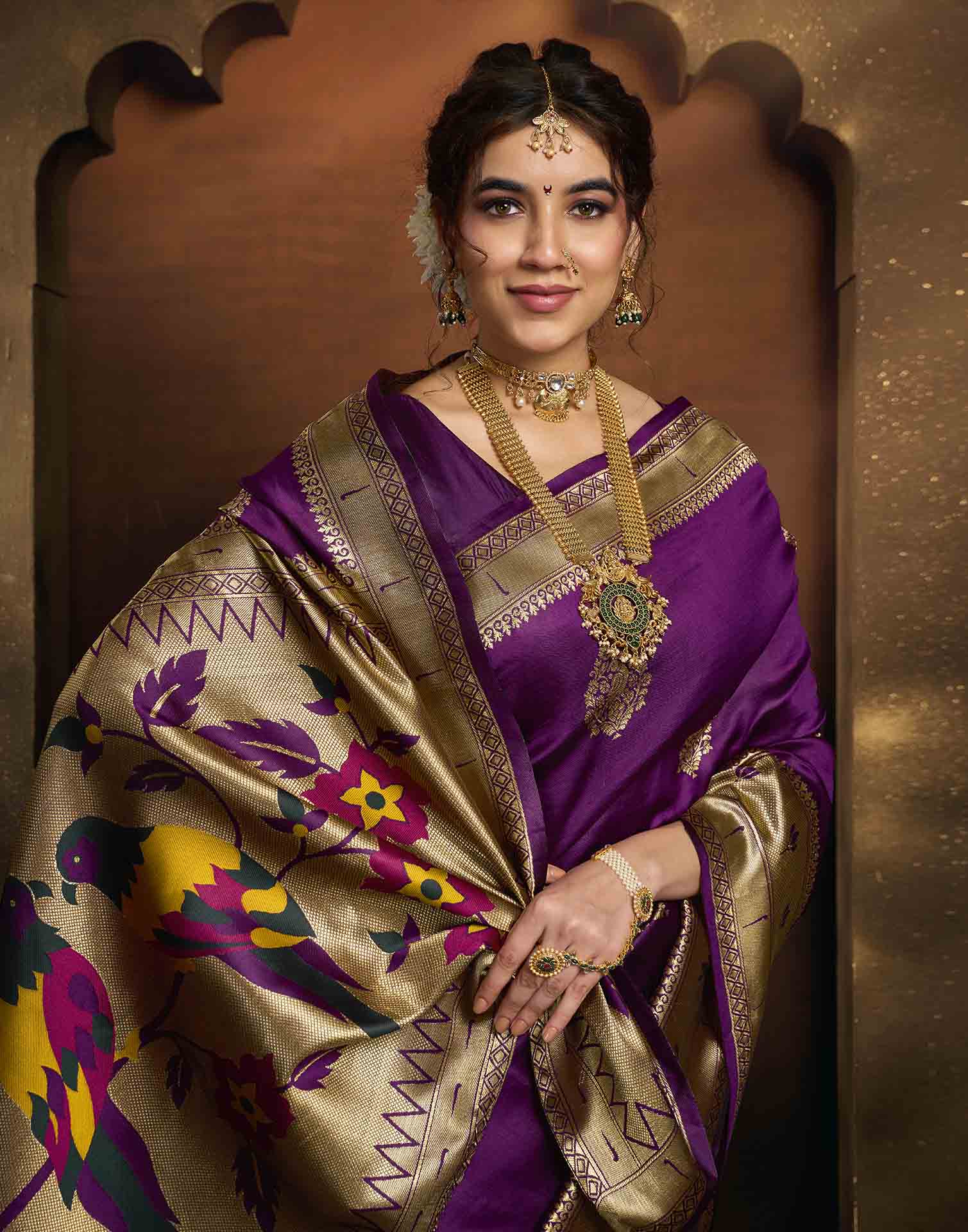 Purple Silk Woven Paithani Saree