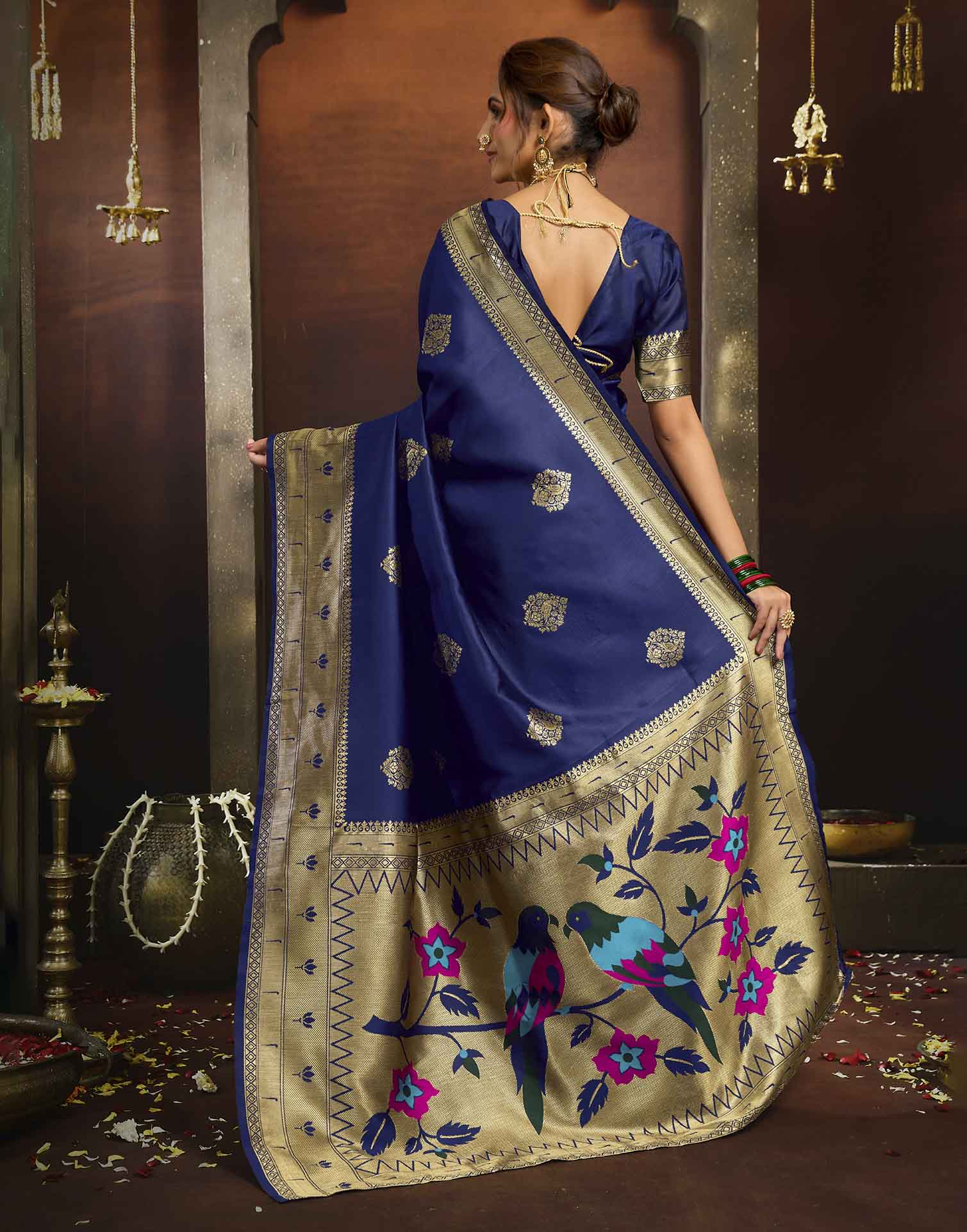 Royal Blue Silk Woven Paithani Saree