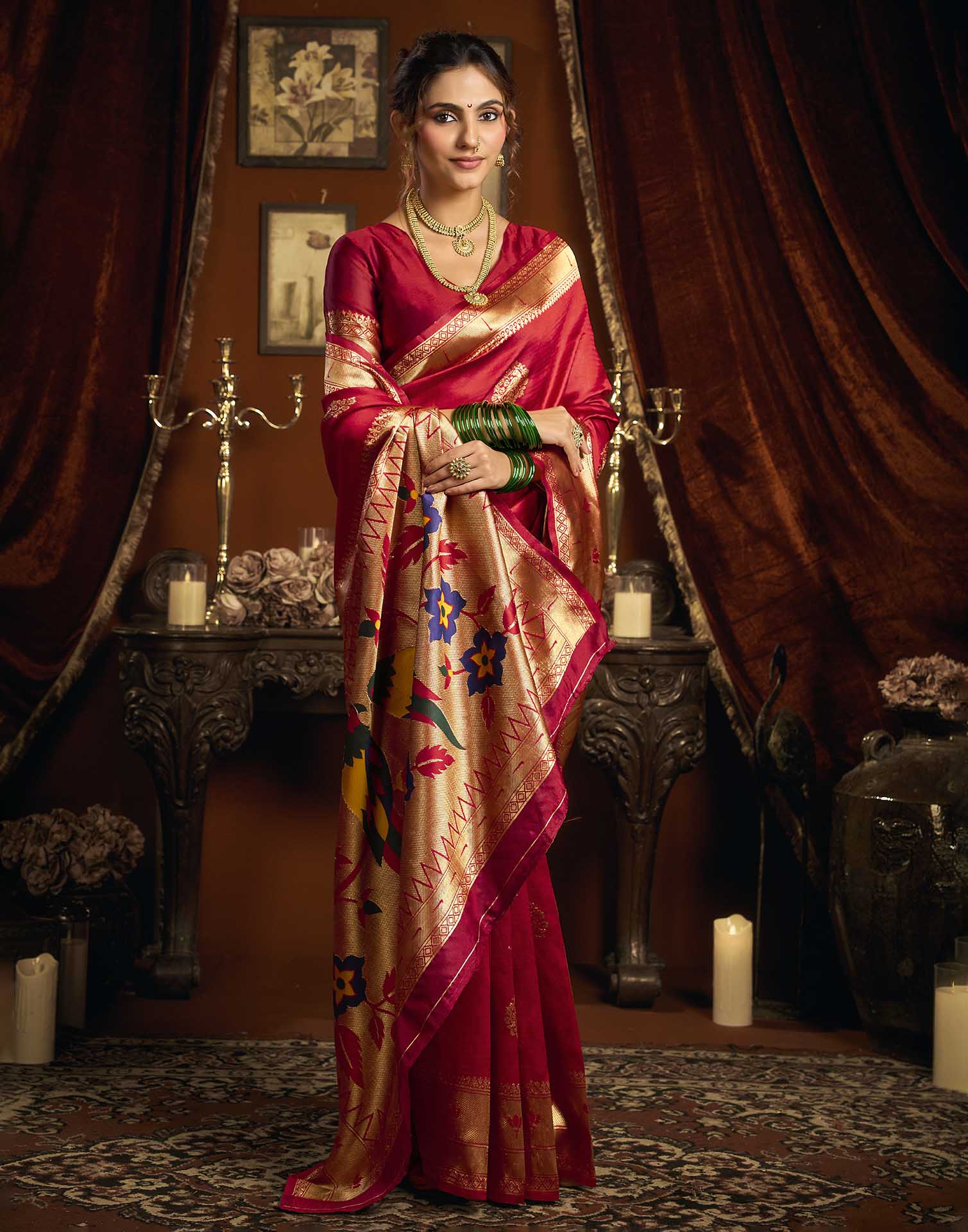 Red Silk Woven Paithani Saree